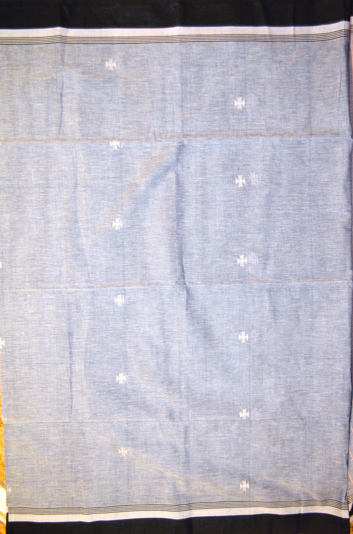 Grey Peach Buttery Mul Cotton Bengal Khadi Handloom Saree