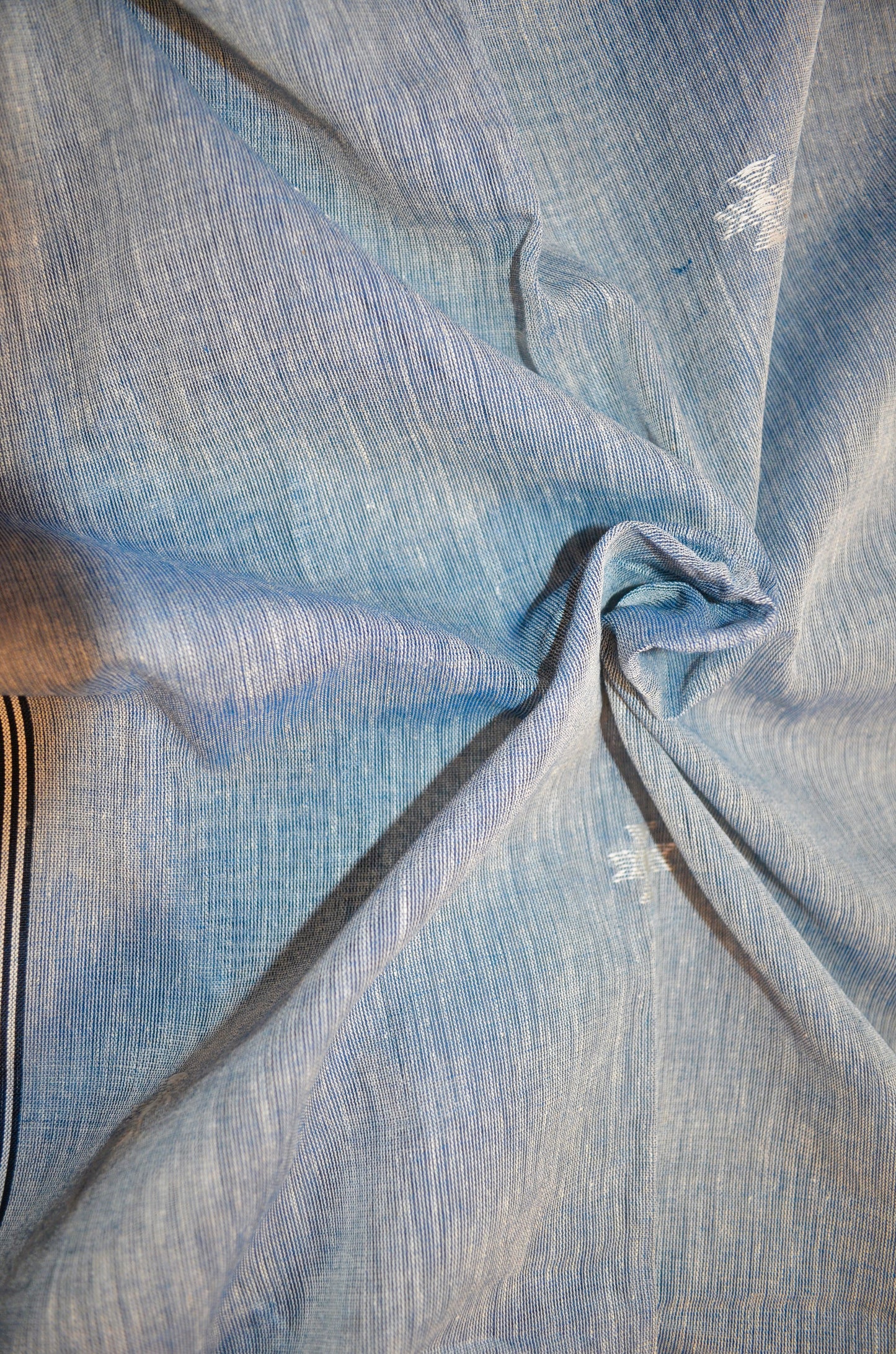 Grey Peach Buttery Mul Cotton Bengal Khadi Handloom Saree