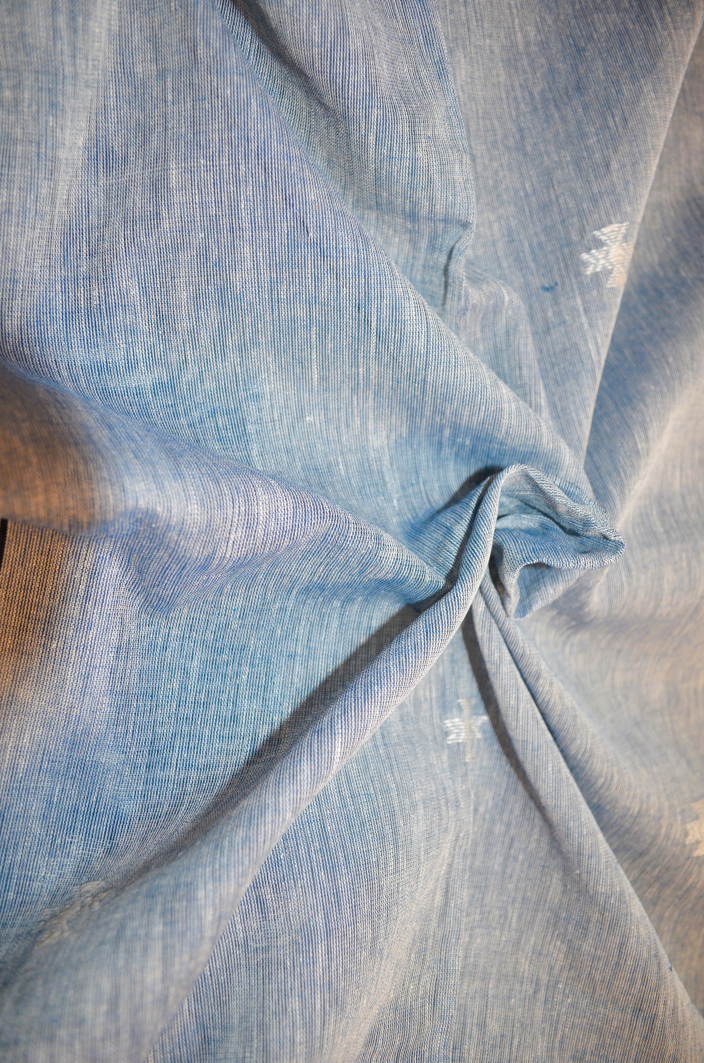 Grey Peach Buttery Mul Cotton Bengal Khadi Handloom Saree