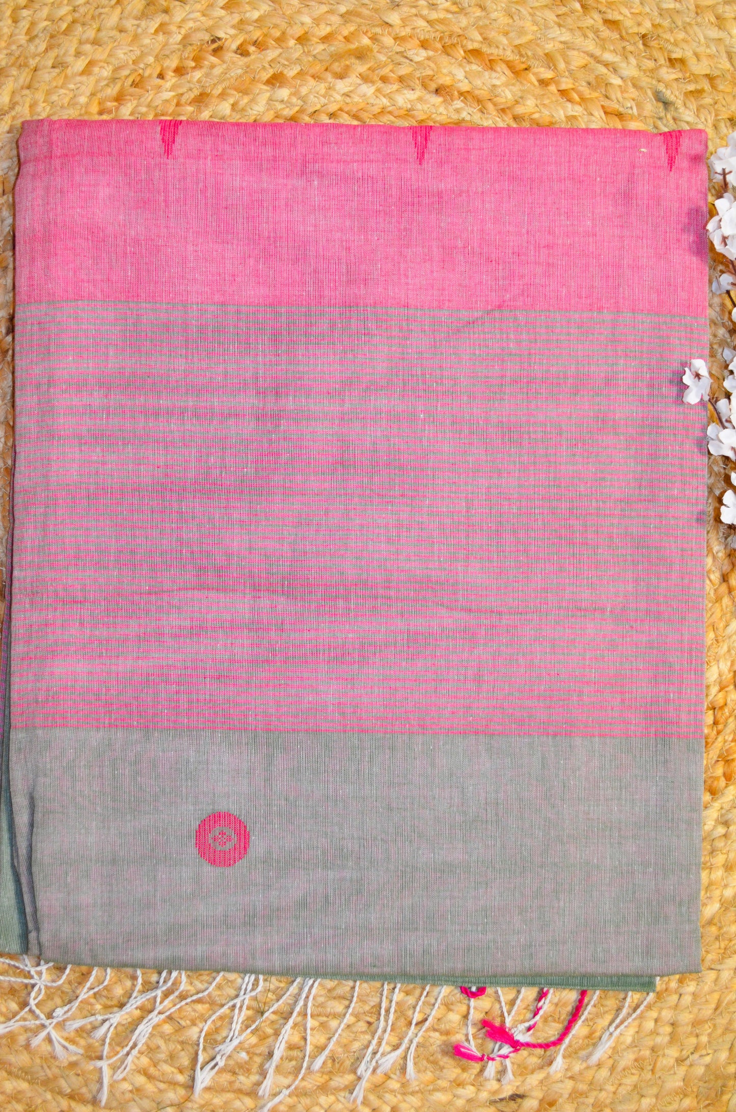 Grey Seafoam Buttery Mul Cotton Bengal Khadi Handloom Saree