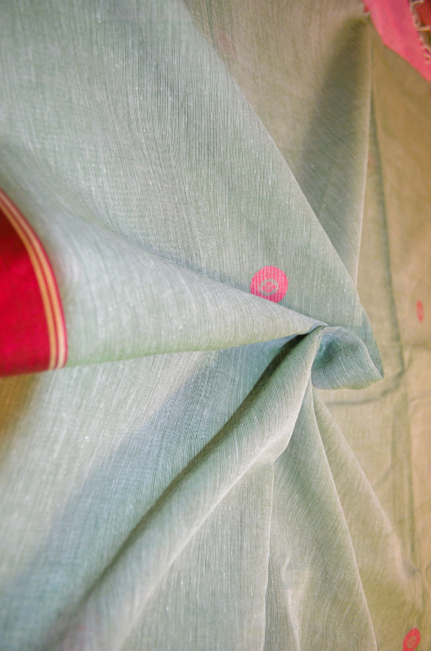 Grey Seafoam Buttery Mul Cotton Bengal Khadi Handloom Saree