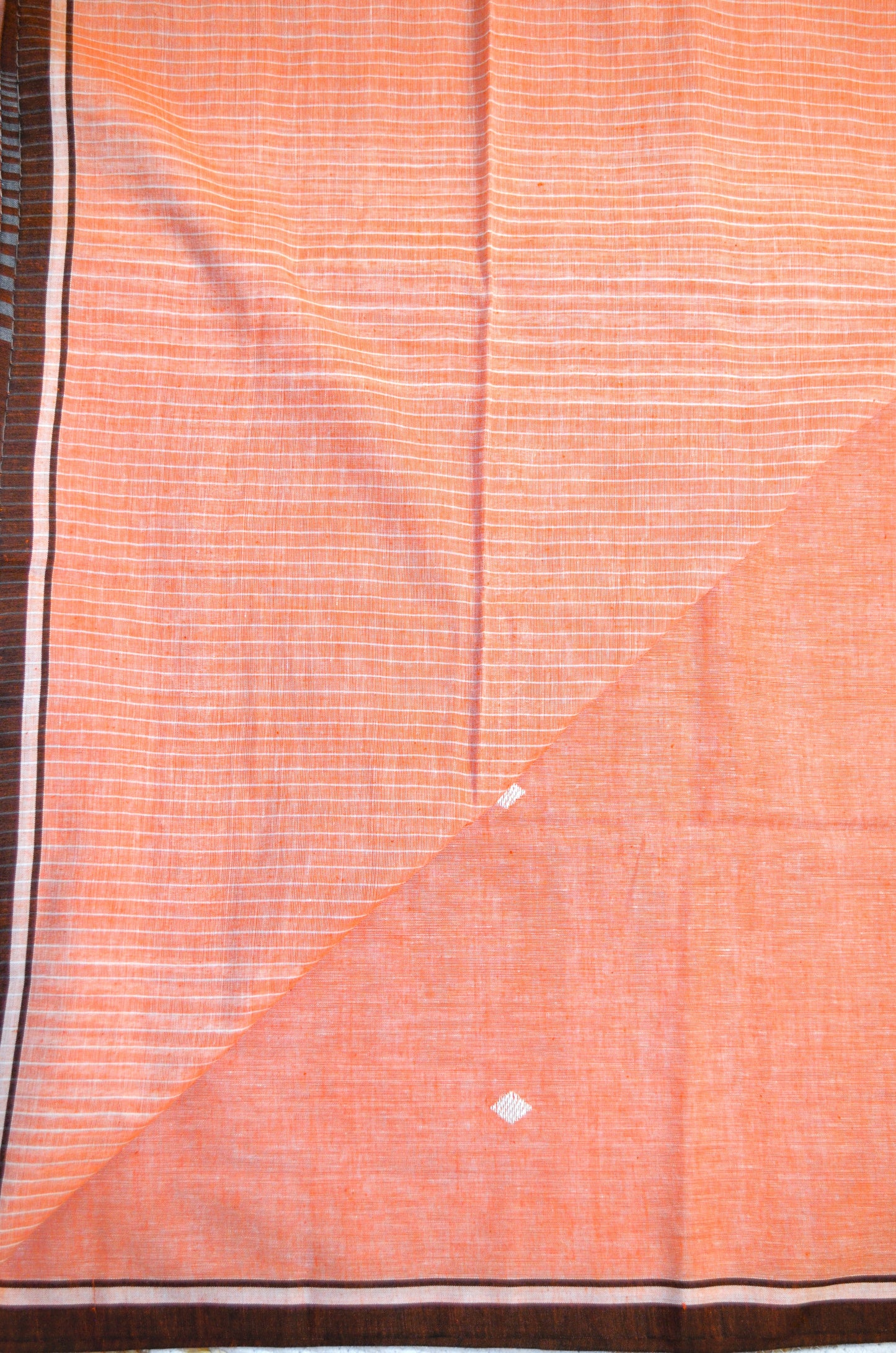 Peach Buttery Mul Cotton Bengal Muslin Tangail Handloom Saree