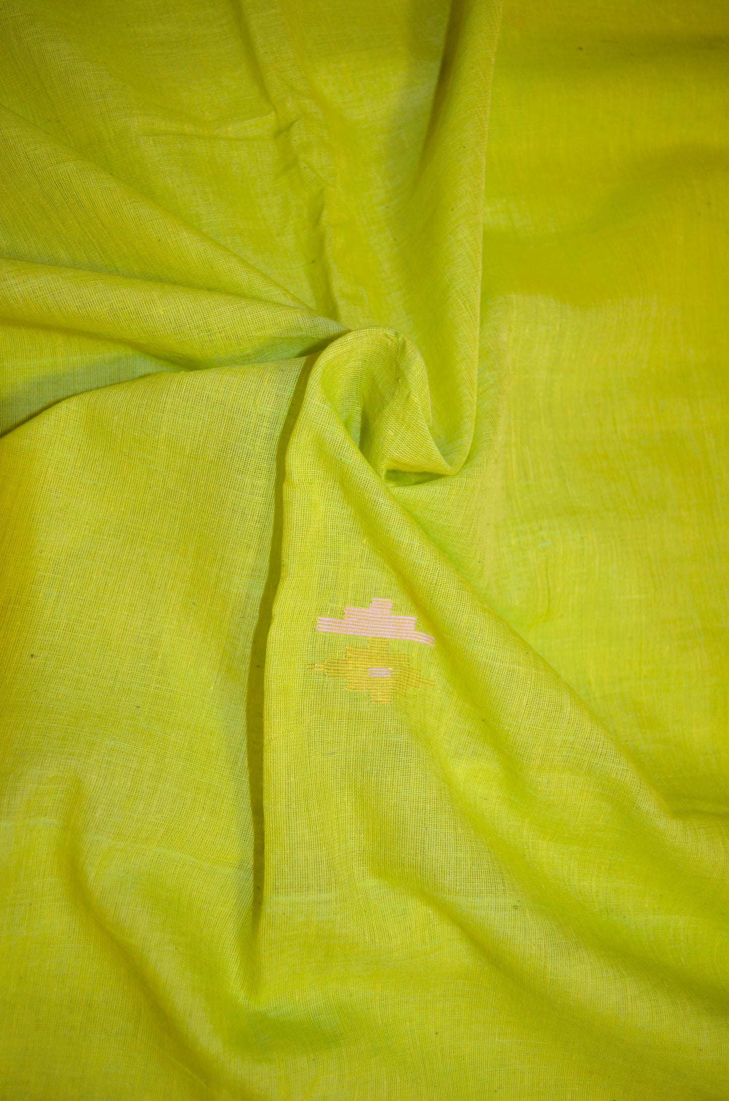 Lemon Green Buttery Mul Cotton Bengal Jamdani Handloom Saree
