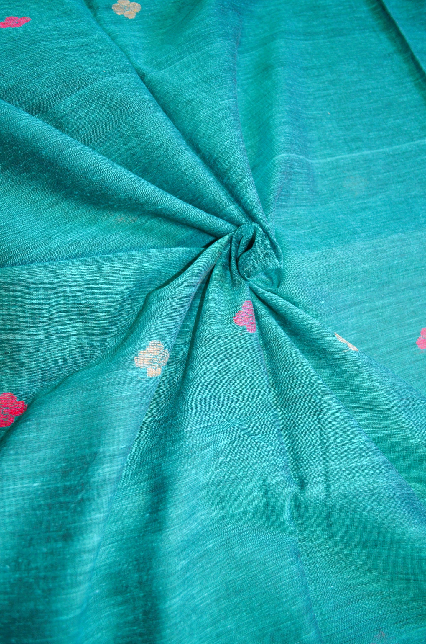 Dark Teal Buttery Mul Cotton Bengal Muslin Handloom Saree
