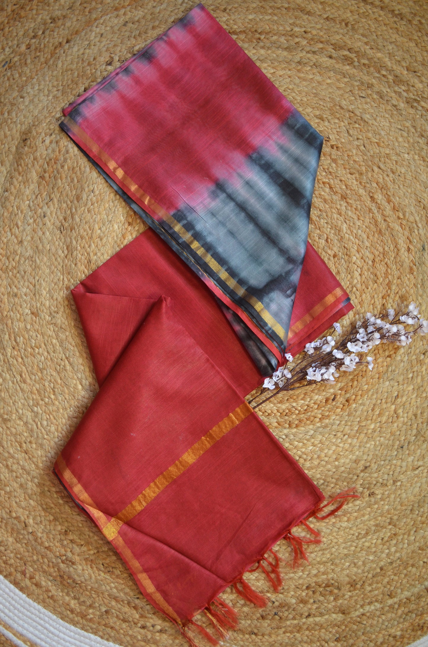 Magenta Shibori Vegan Silk Handloom Saree