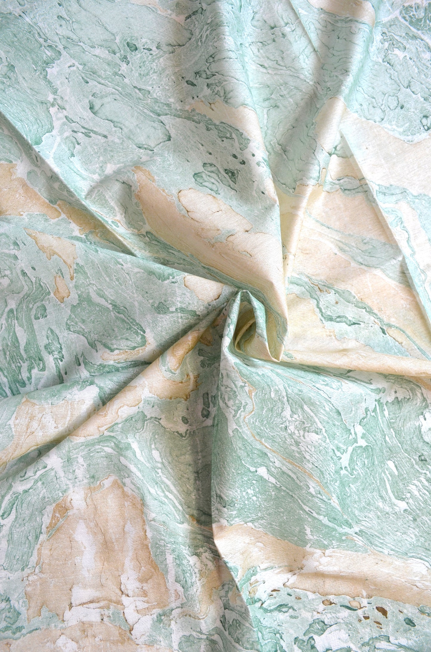 White Marble Print Vegan Silk Handloom Saree