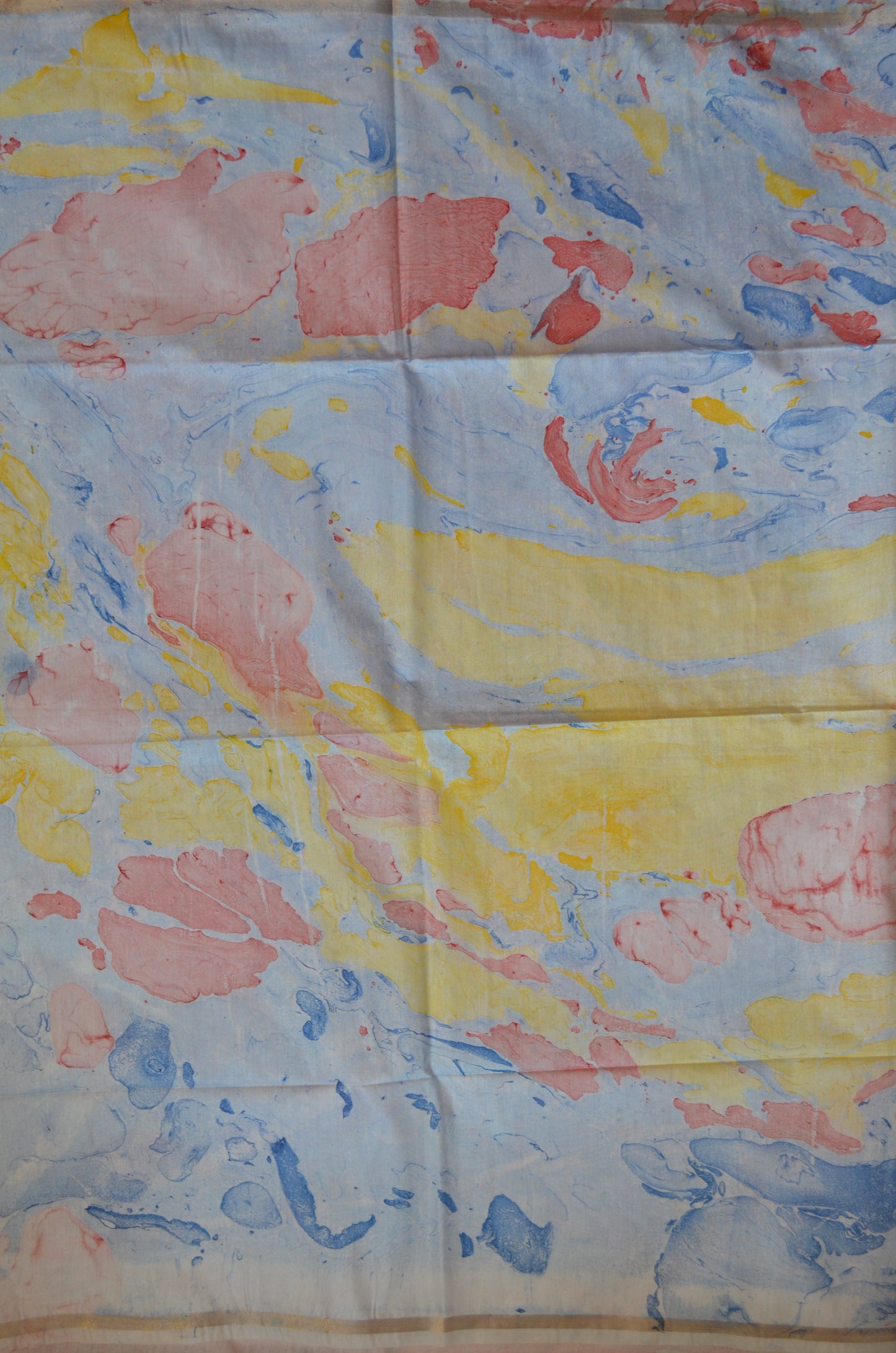 White Marble Print Vegan Silk Handloom Saree