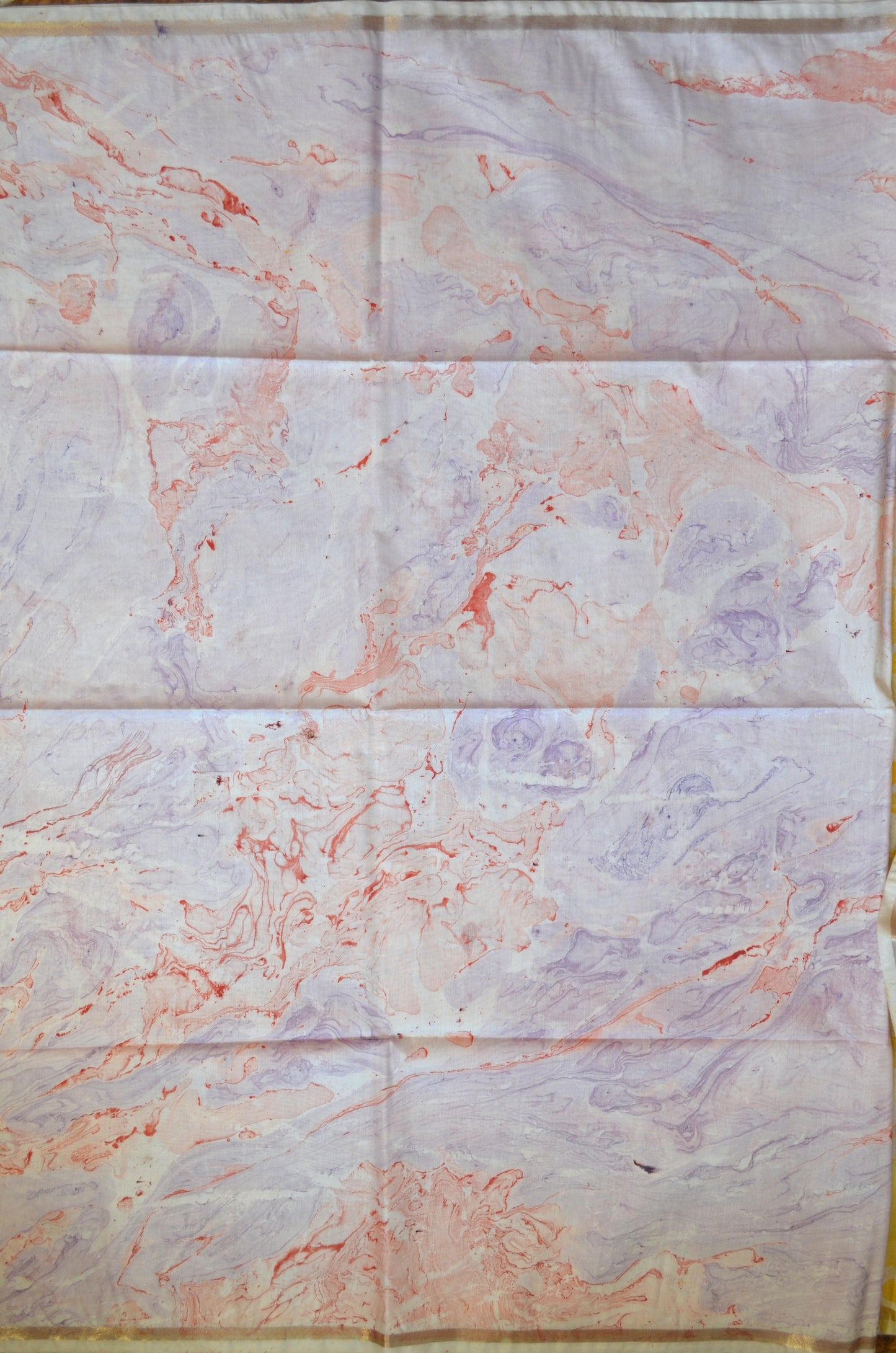 White Marble Print Vegan Silk Handloom Saree