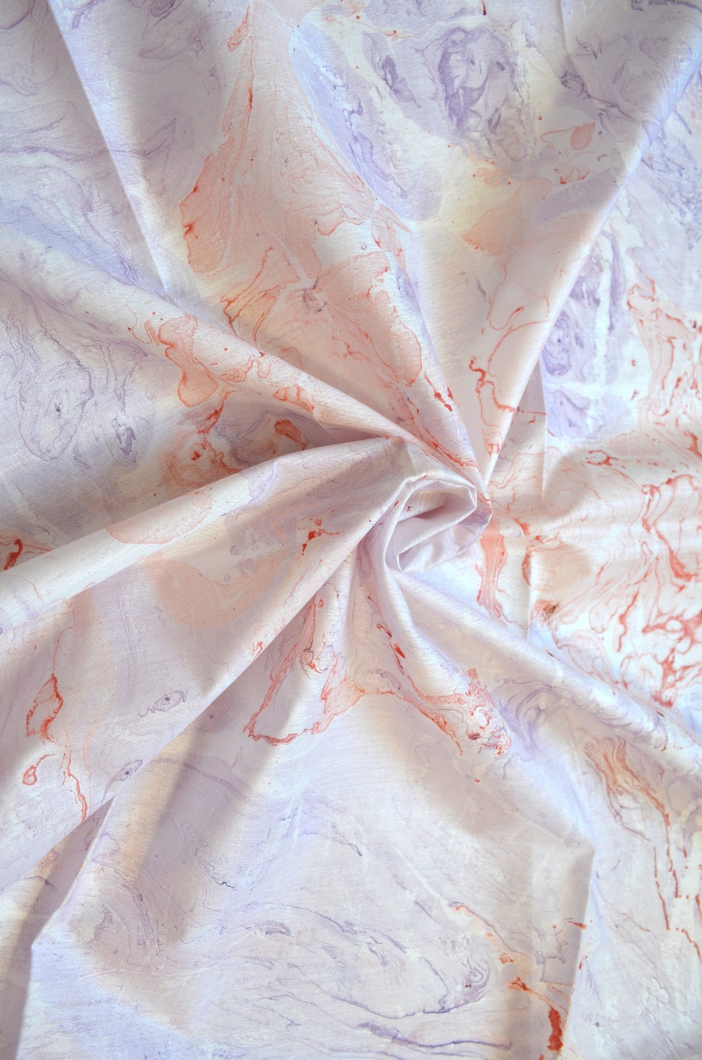 White Marble Print Vegan Silk Handloom Saree