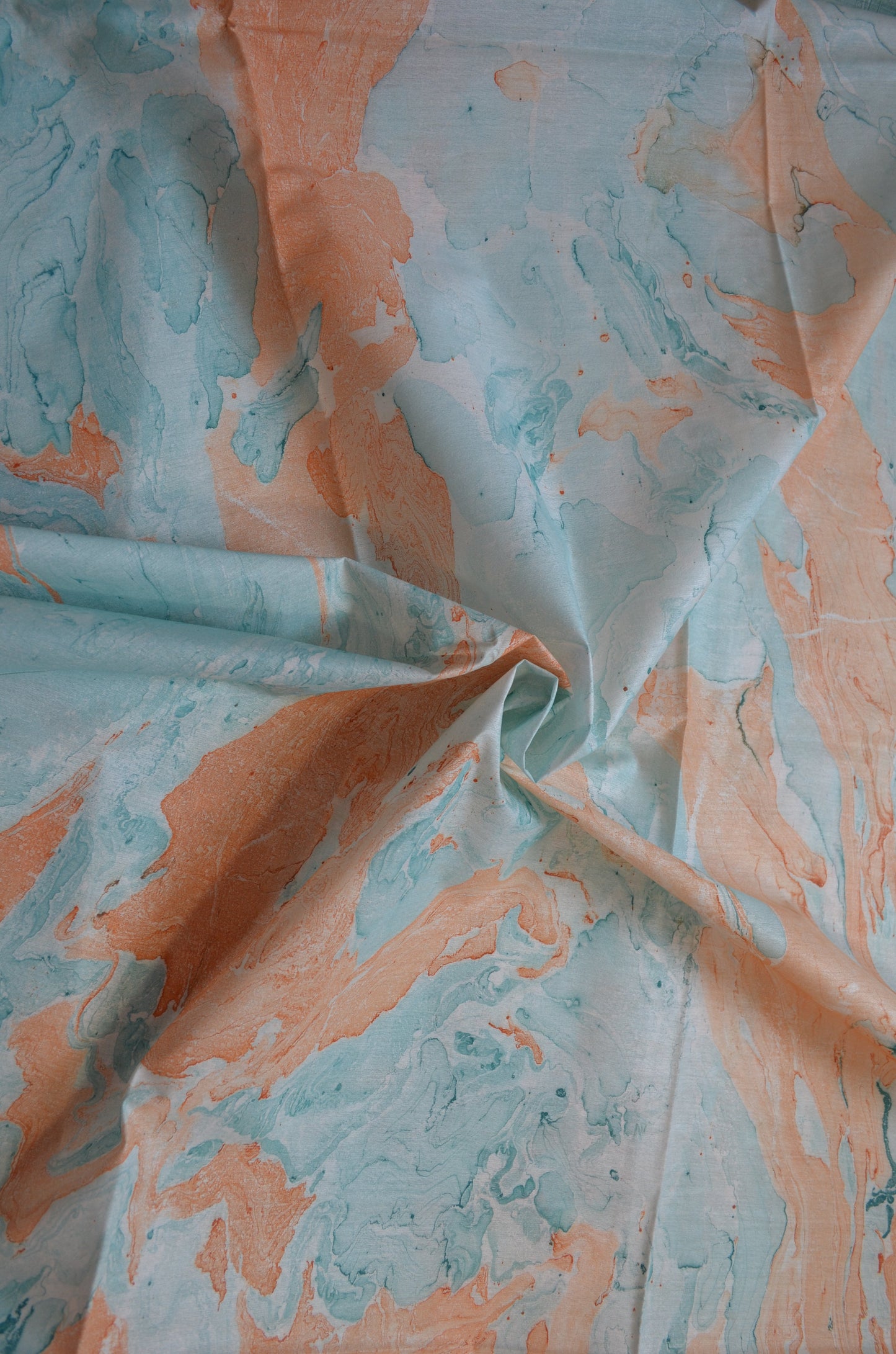 White Marble Print Vegan Silk Handloom Saree
