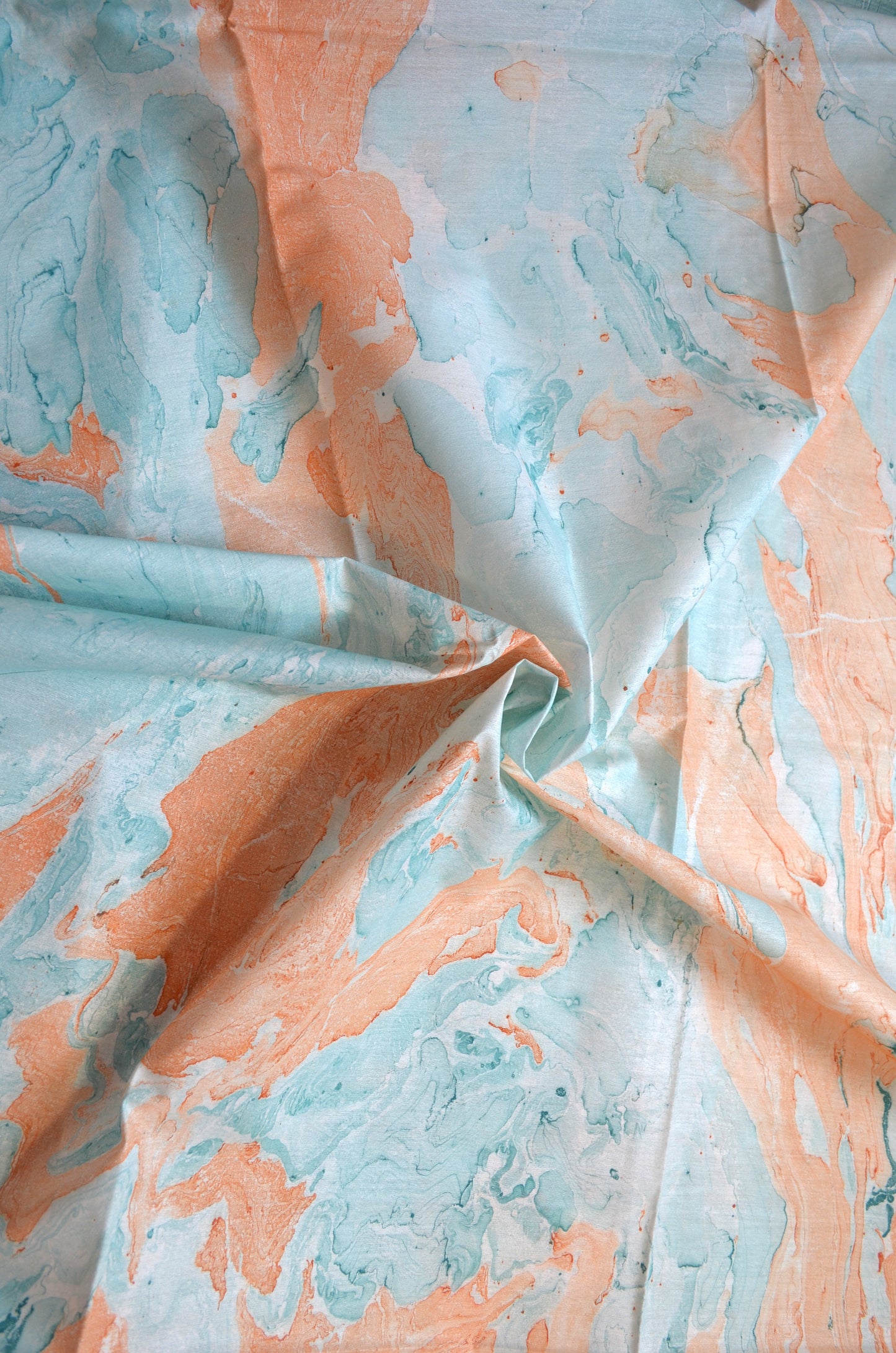 White Marble Print Vegan Silk Handloom Saree