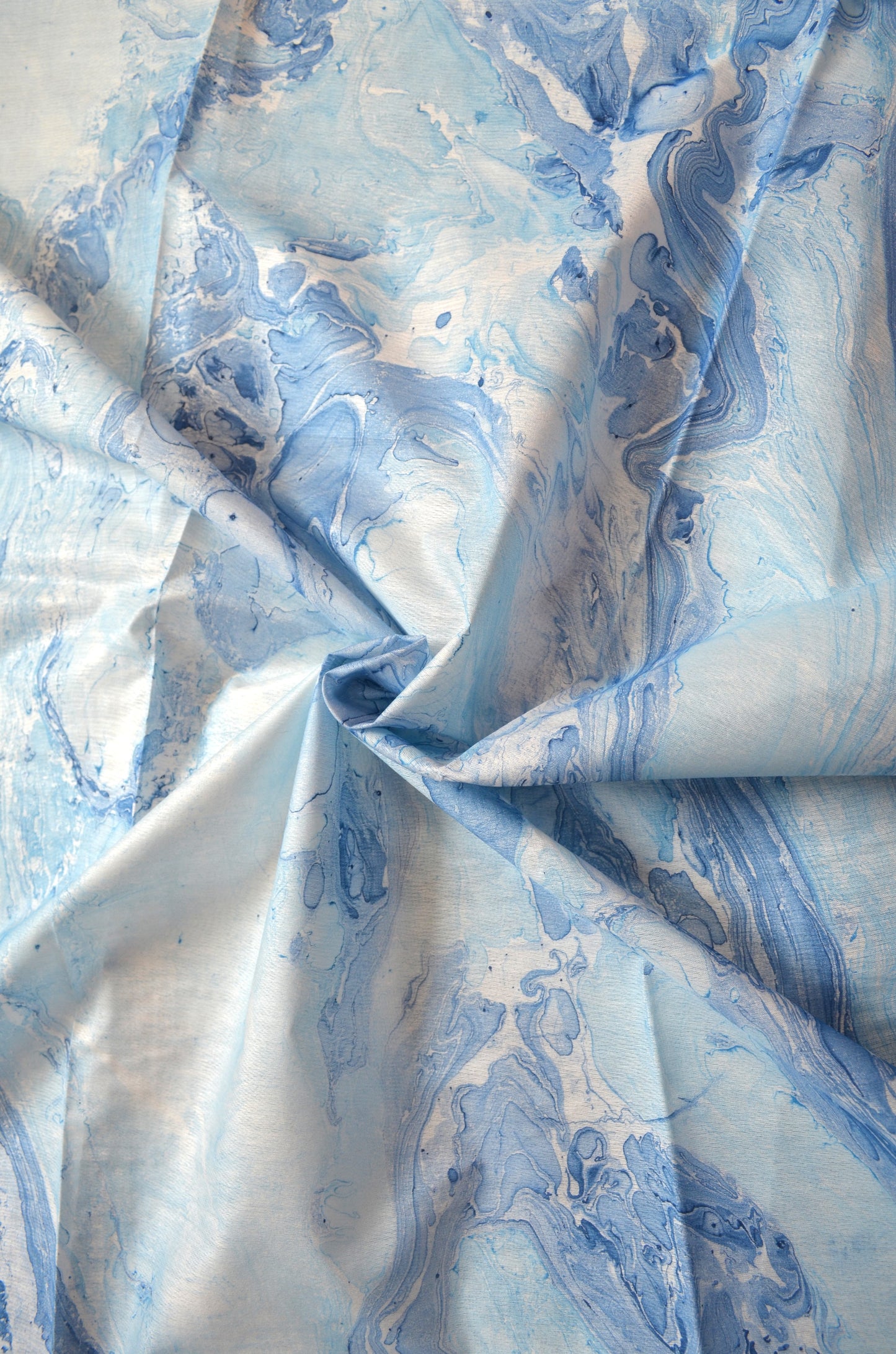 White Marble Print Vegan Silk Handloom Saree