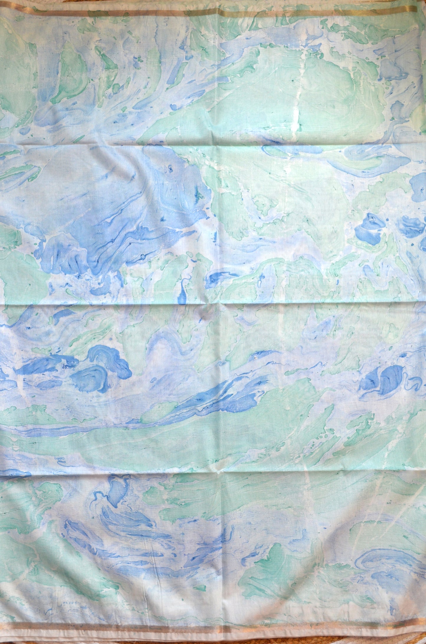 White Marble Print Vegan Silk Handloom Saree