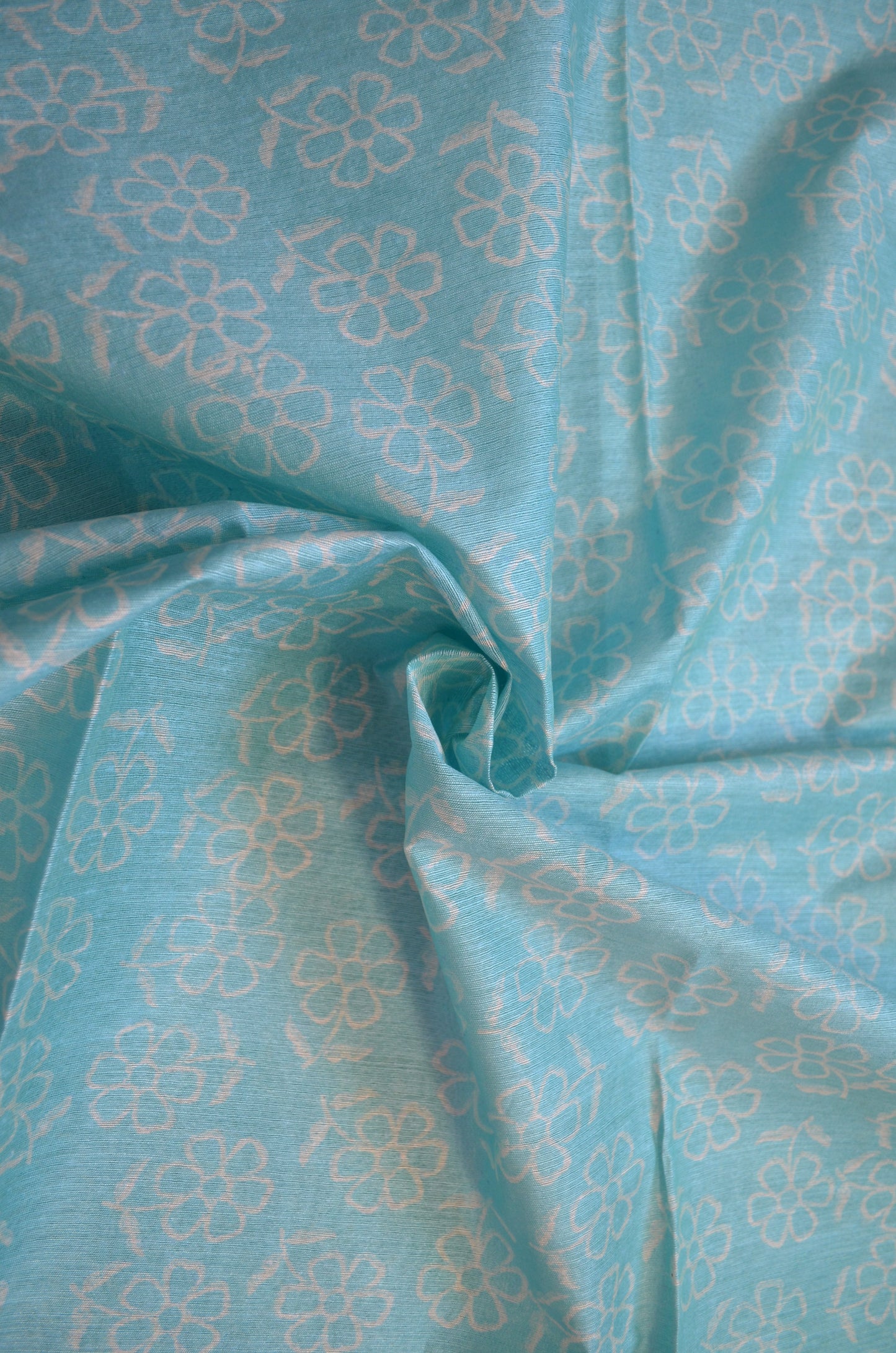 Cyan Magenta Bapta Print Vegan Silk Handloom Saree