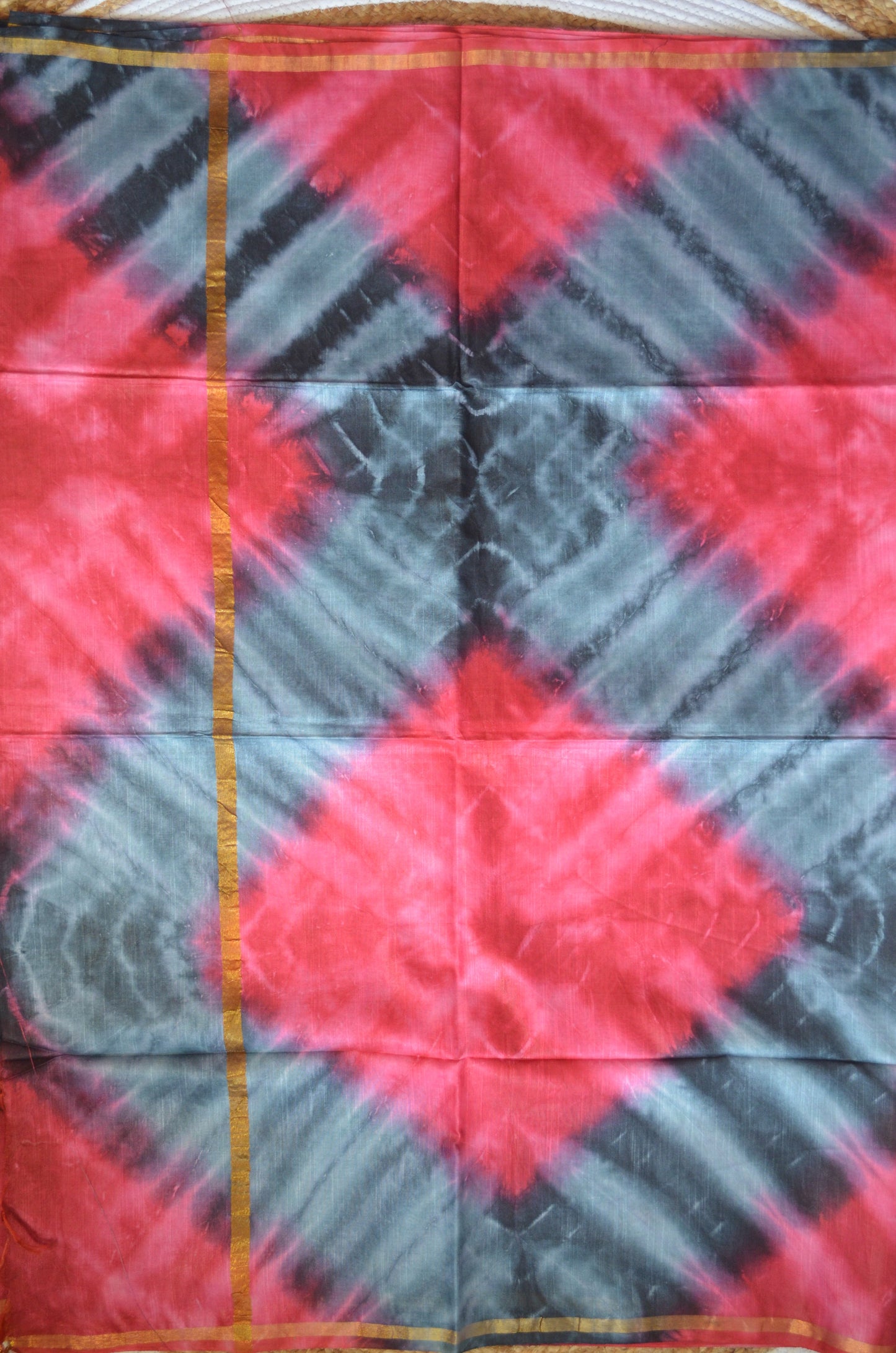 Slate Magenta Shibori Vegan Silk Handloom Saree