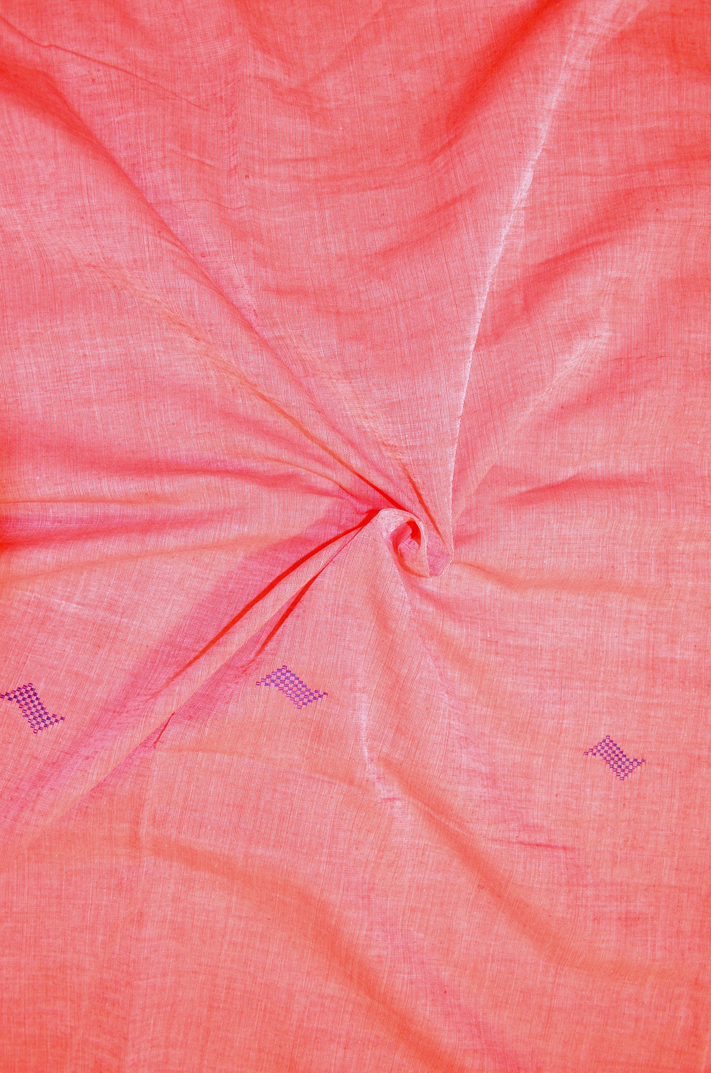 Dark Peach Buttery Mul Cotton Bengal Muslin Handloom Saree