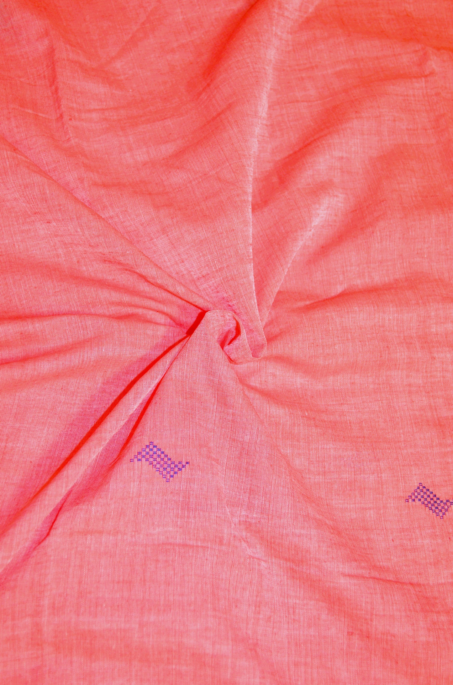 Dark Peach Buttery Mul Cotton Bengal Muslin Handloom Saree