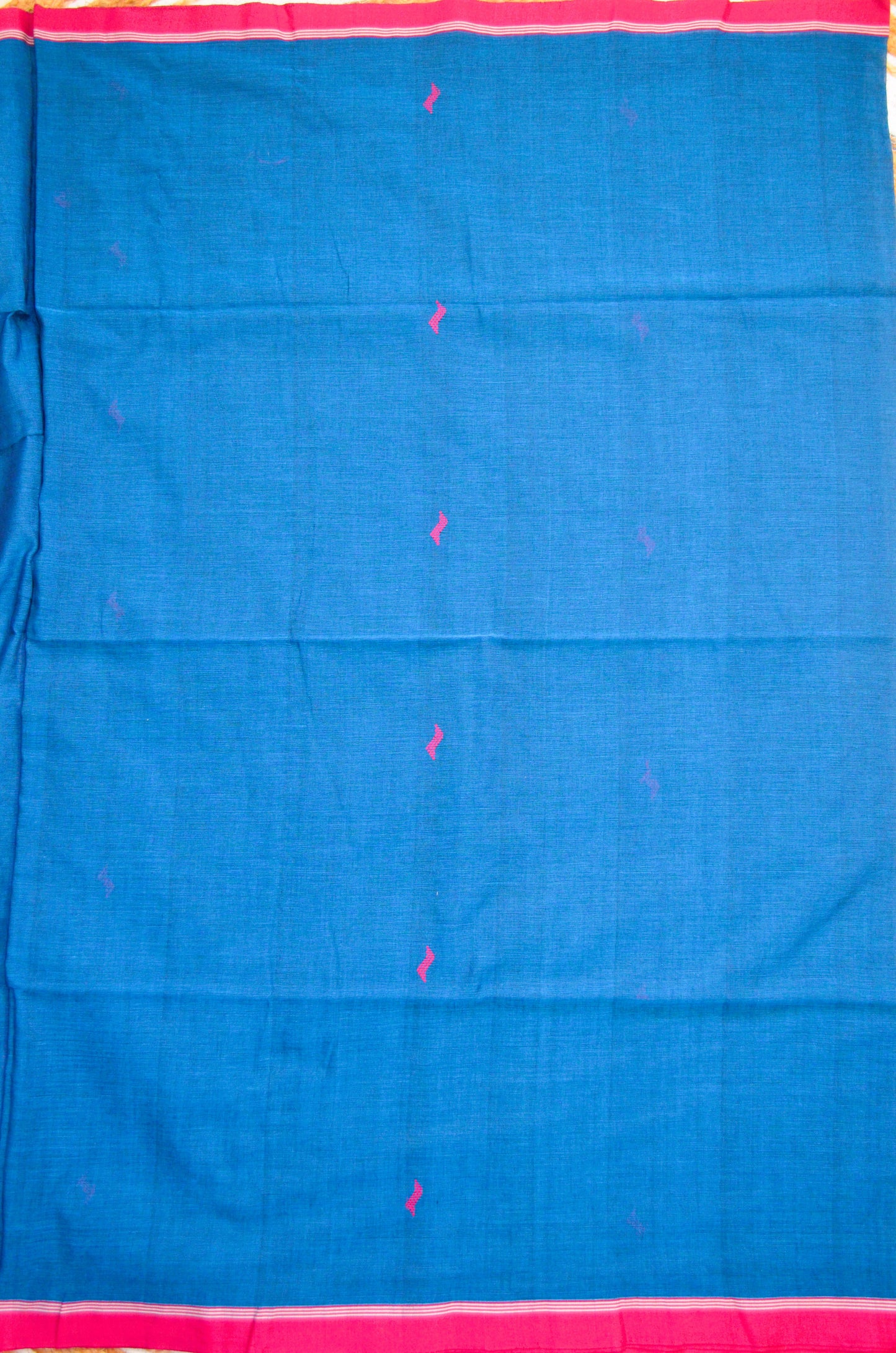 Peacock Blue Buttery Mul Cotton Bengal Muslin Handloom Saree