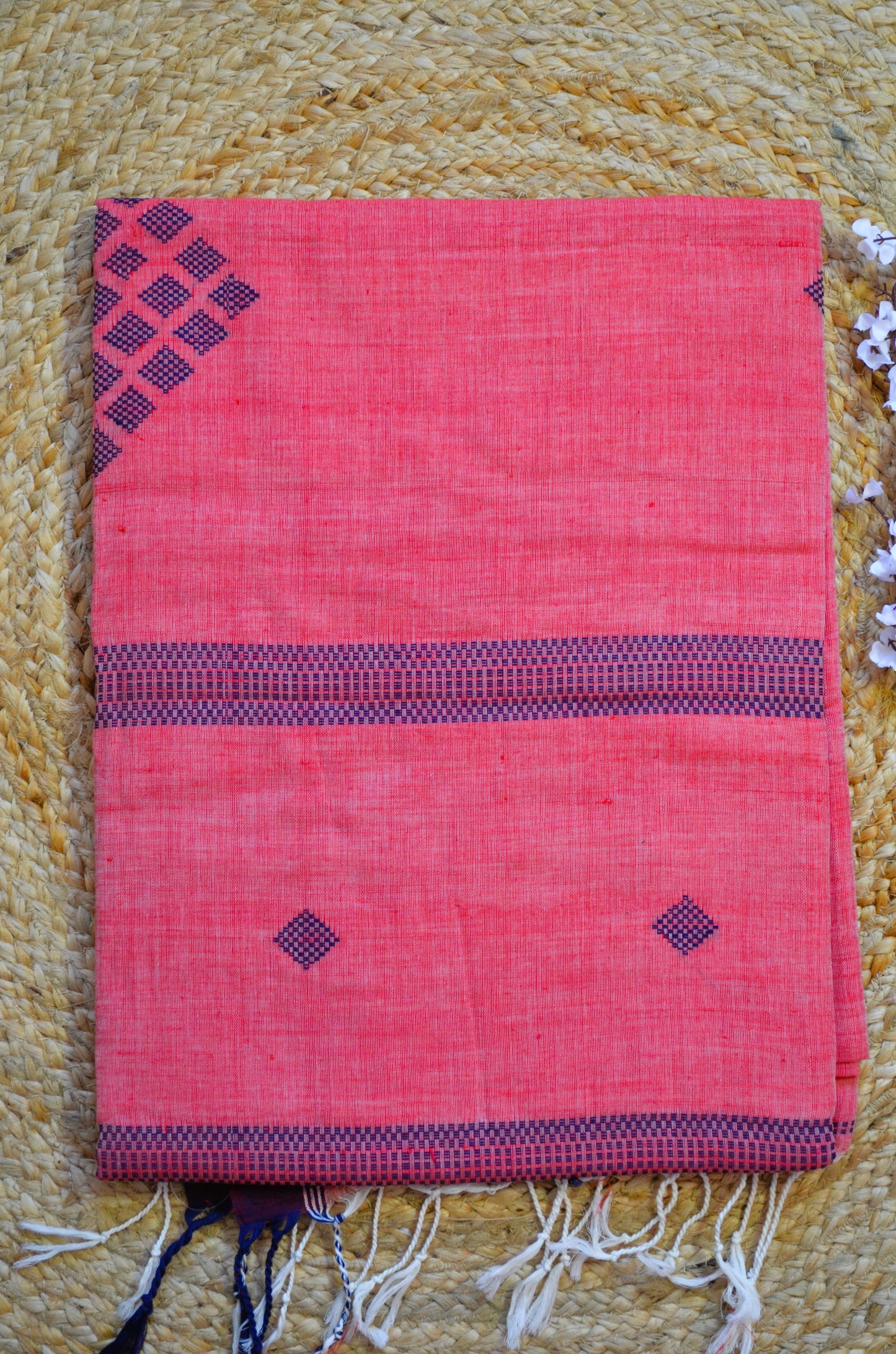 Red Buttery Mul Cotton Bengal Muslin Handloom Saree
