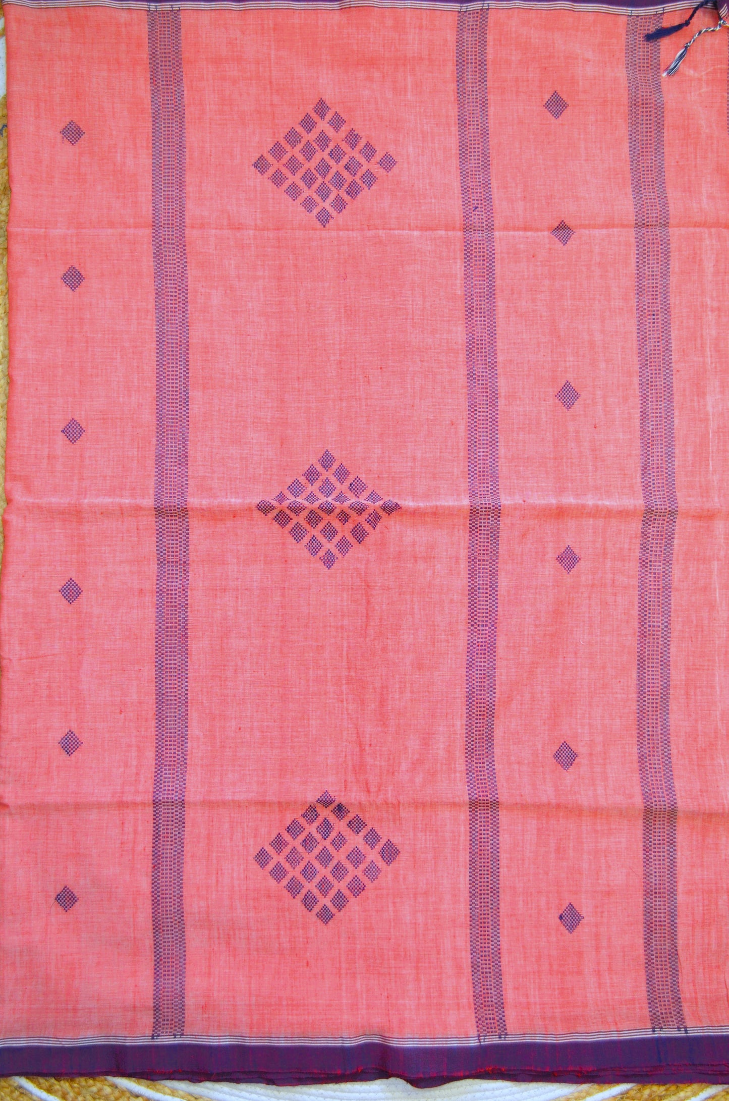 Red Buttery Mul Cotton Bengal Muslin Handloom Saree