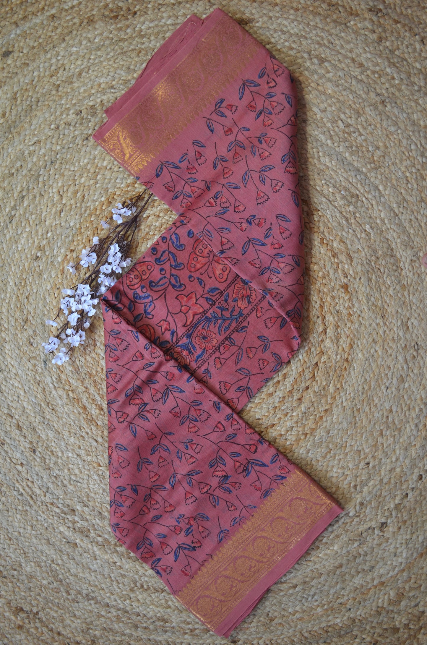 Rouge Kalamkari Vegan Silk Handloom Saree