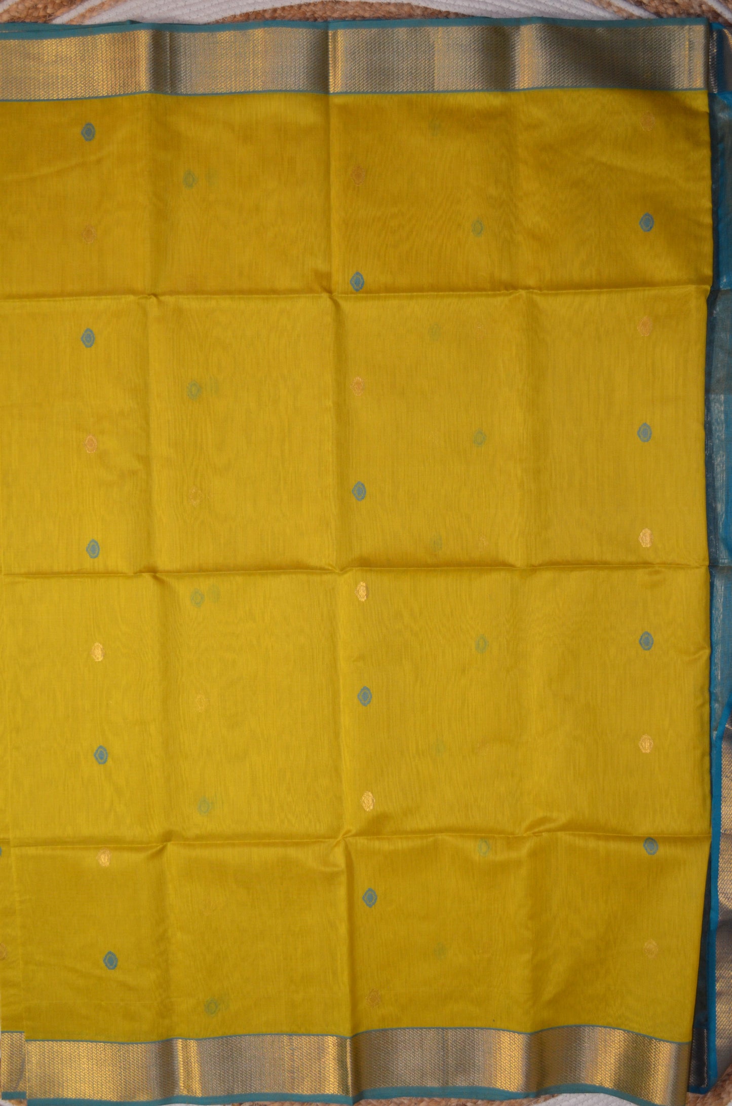 Marigold Yellow Maheshwari Pure Silk Handloom Saree with Metal Zari