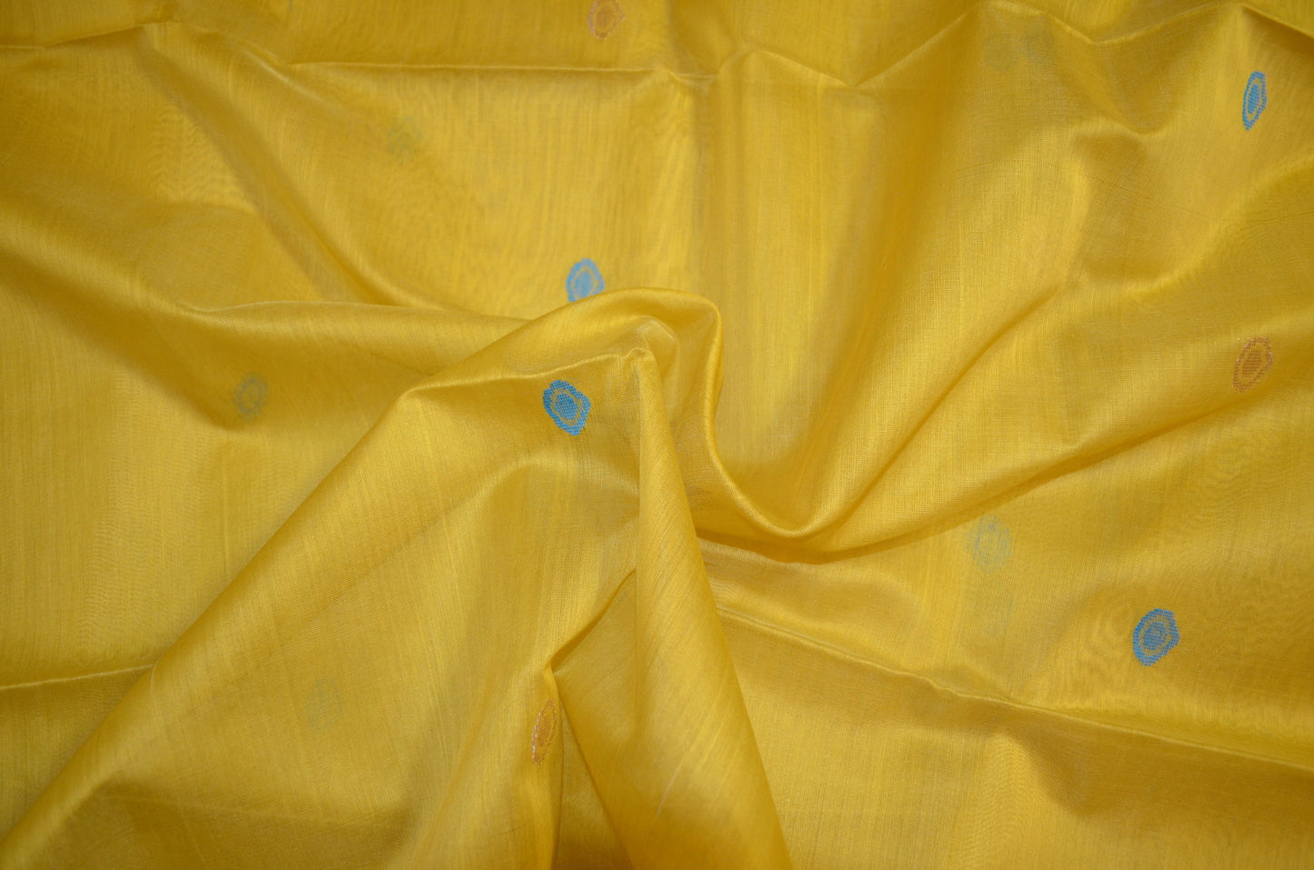 Marigold Yellow Maheshwari Pure Silk Handloom Saree with Metal Zari