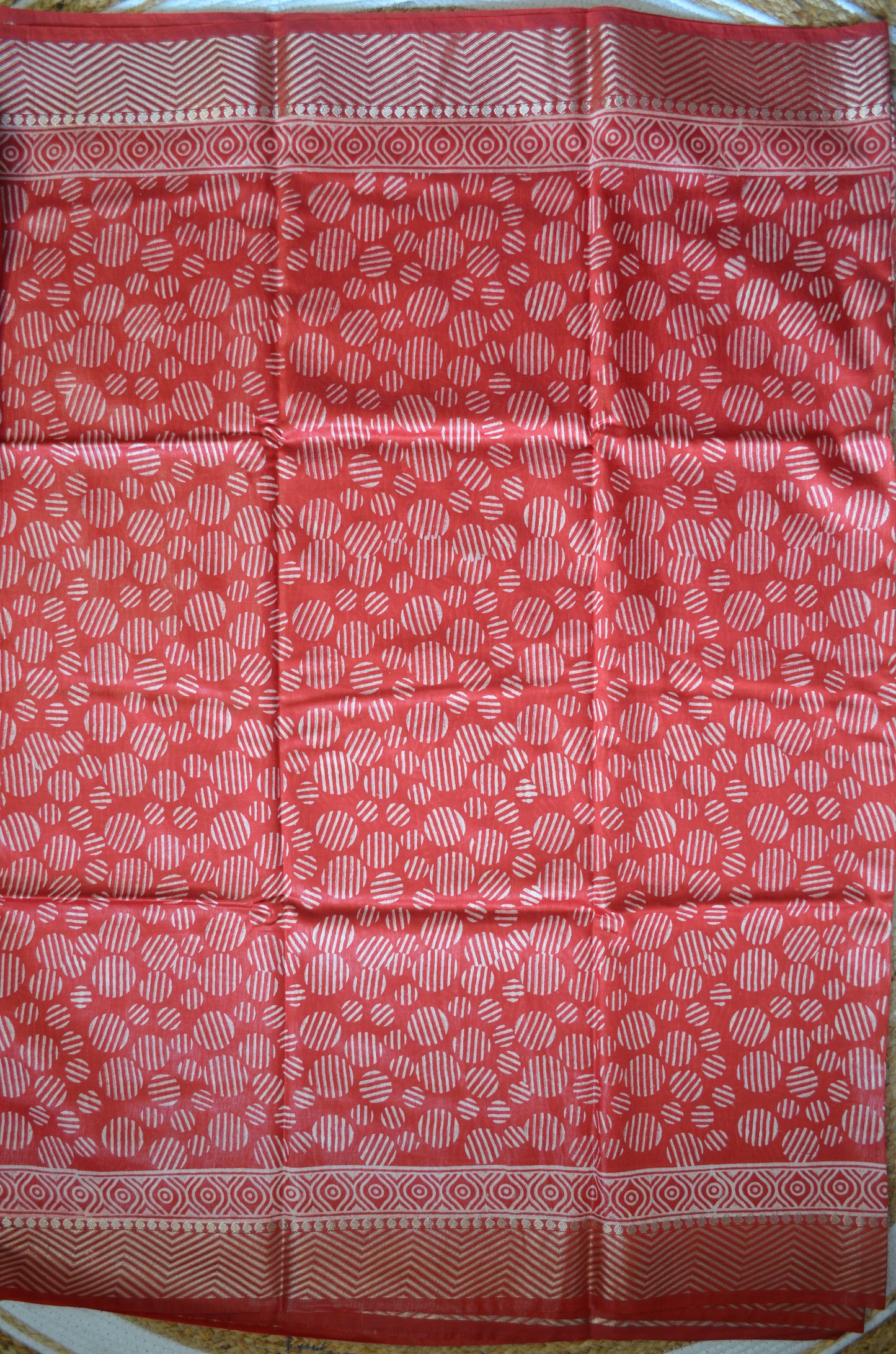 Maroon Block Print Maheshwari Vegan Silk Saree