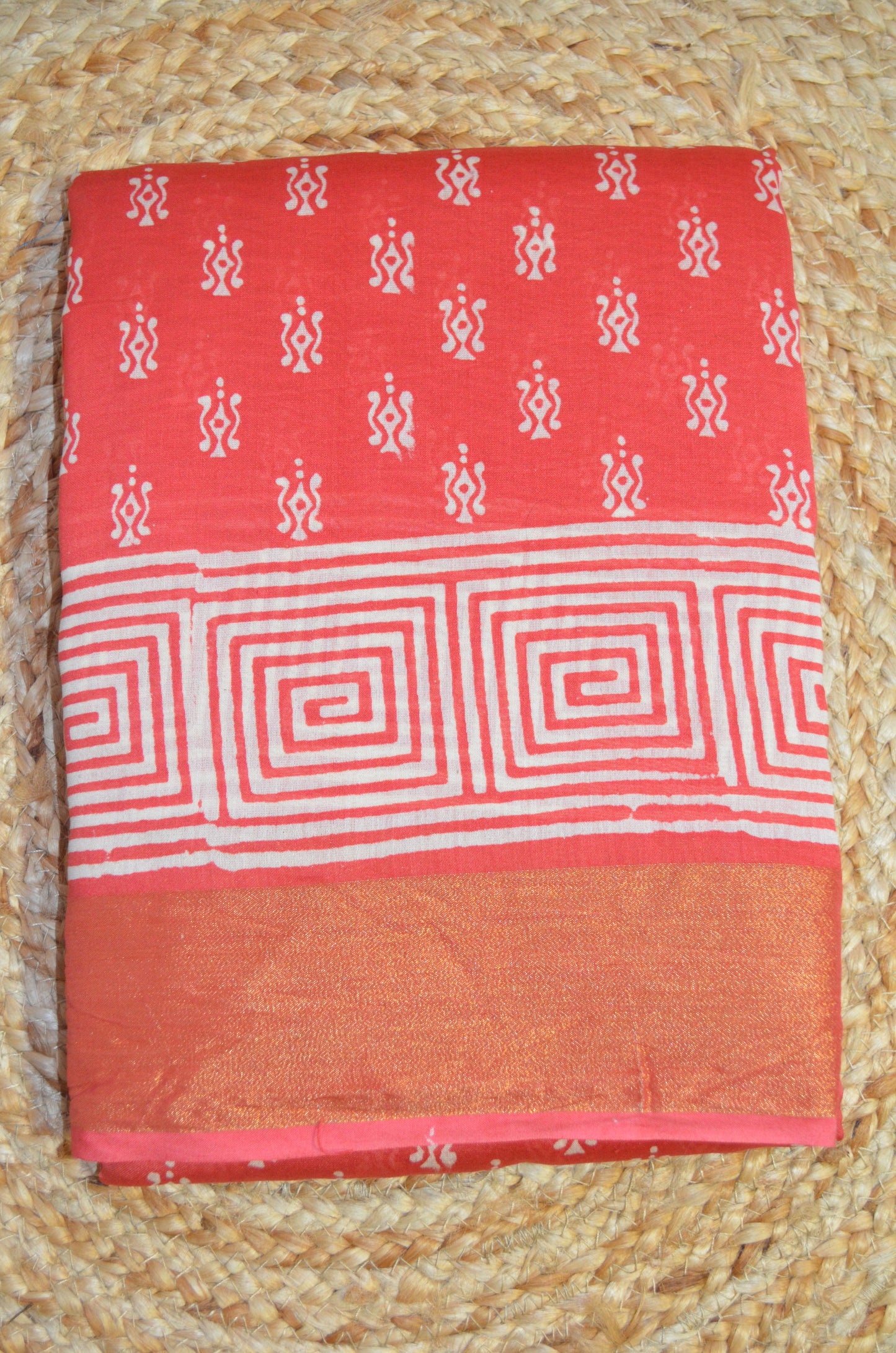 Rust Bapta Cotton Silk Handloom Saree