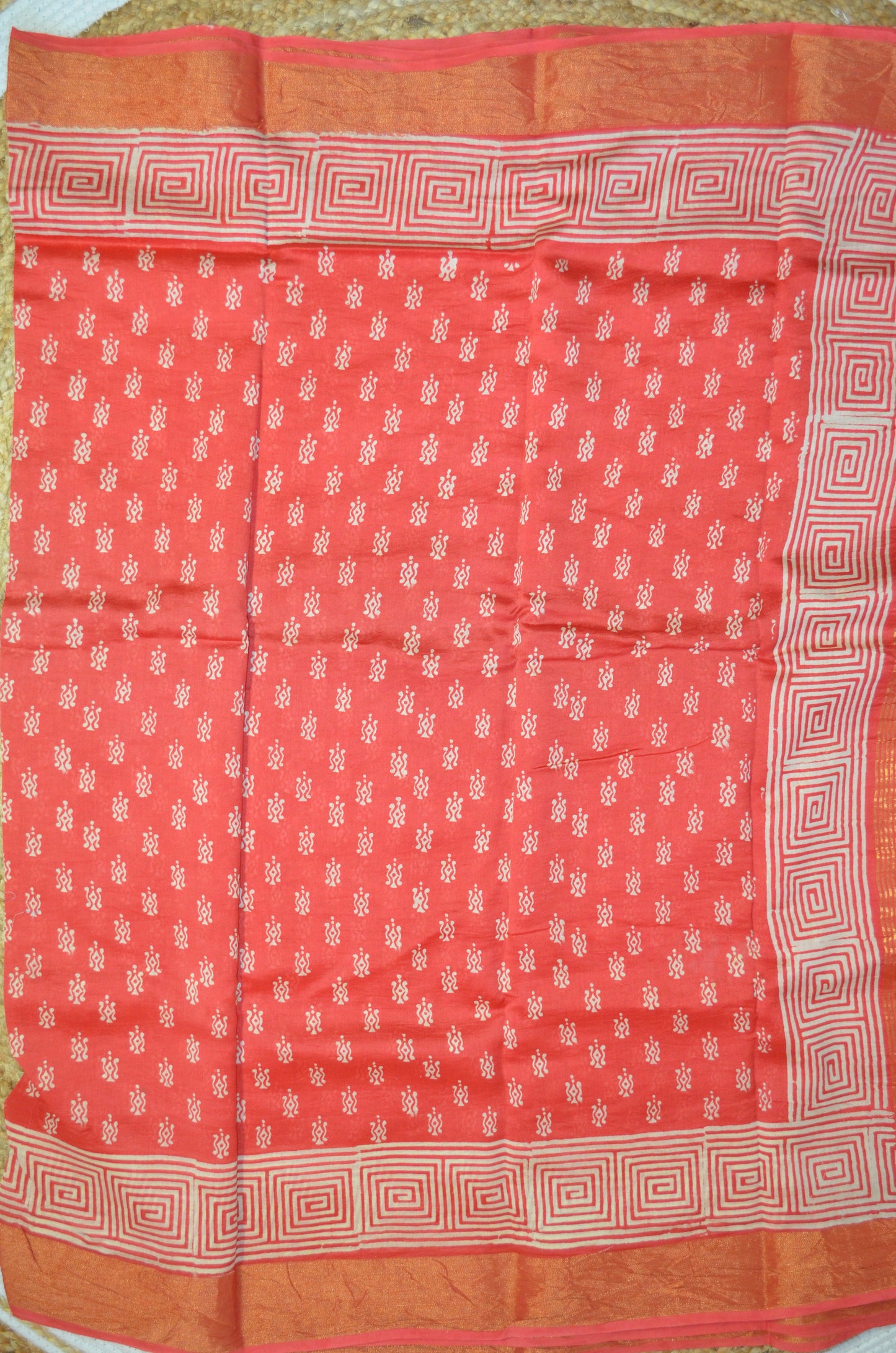 Rust Bapta Cotton Silk Handloom Saree