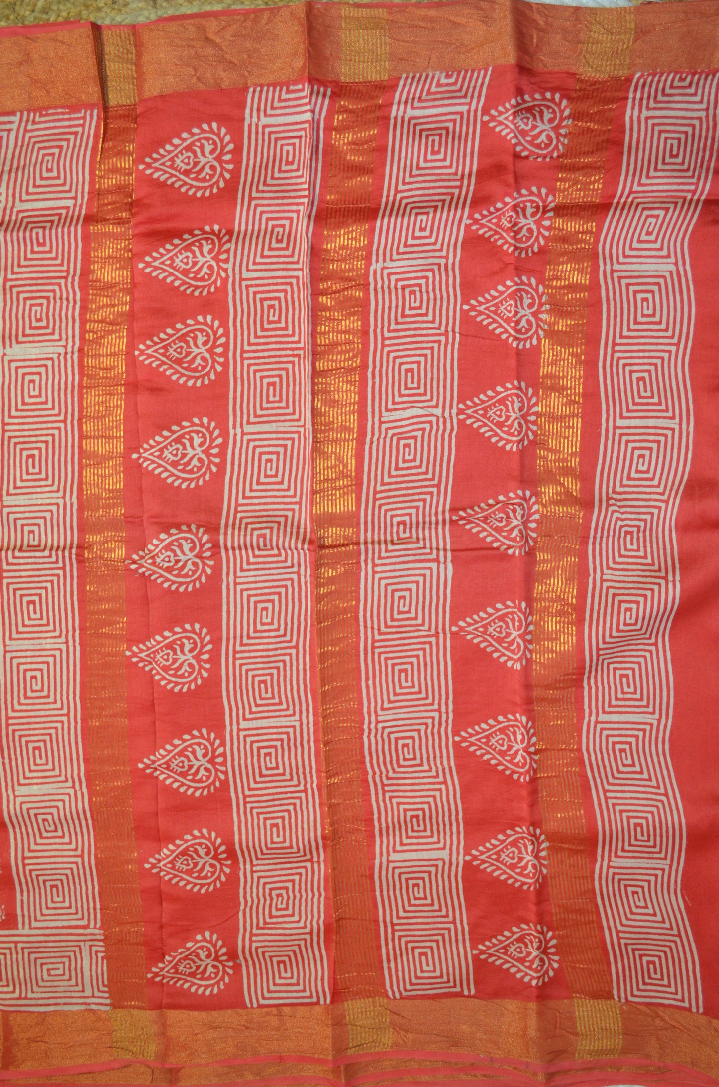 Rust Bapta Cotton Silk Handloom Saree