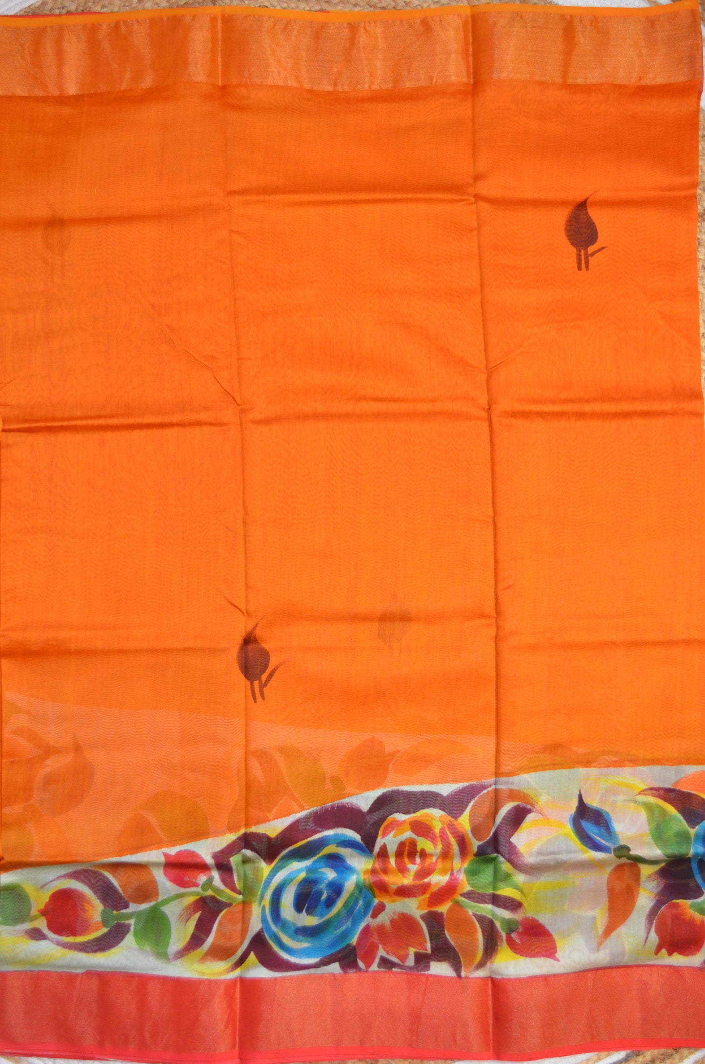 Orange Hand Painted Chanderi Handloom Saree