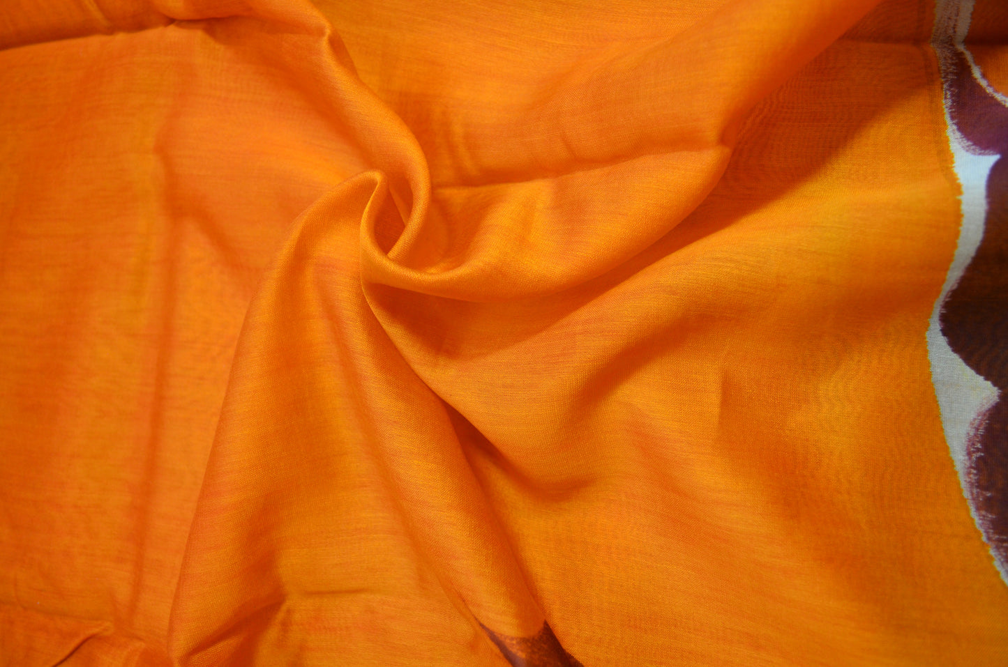 Orange Hand Painted Chanderi Handloom Saree