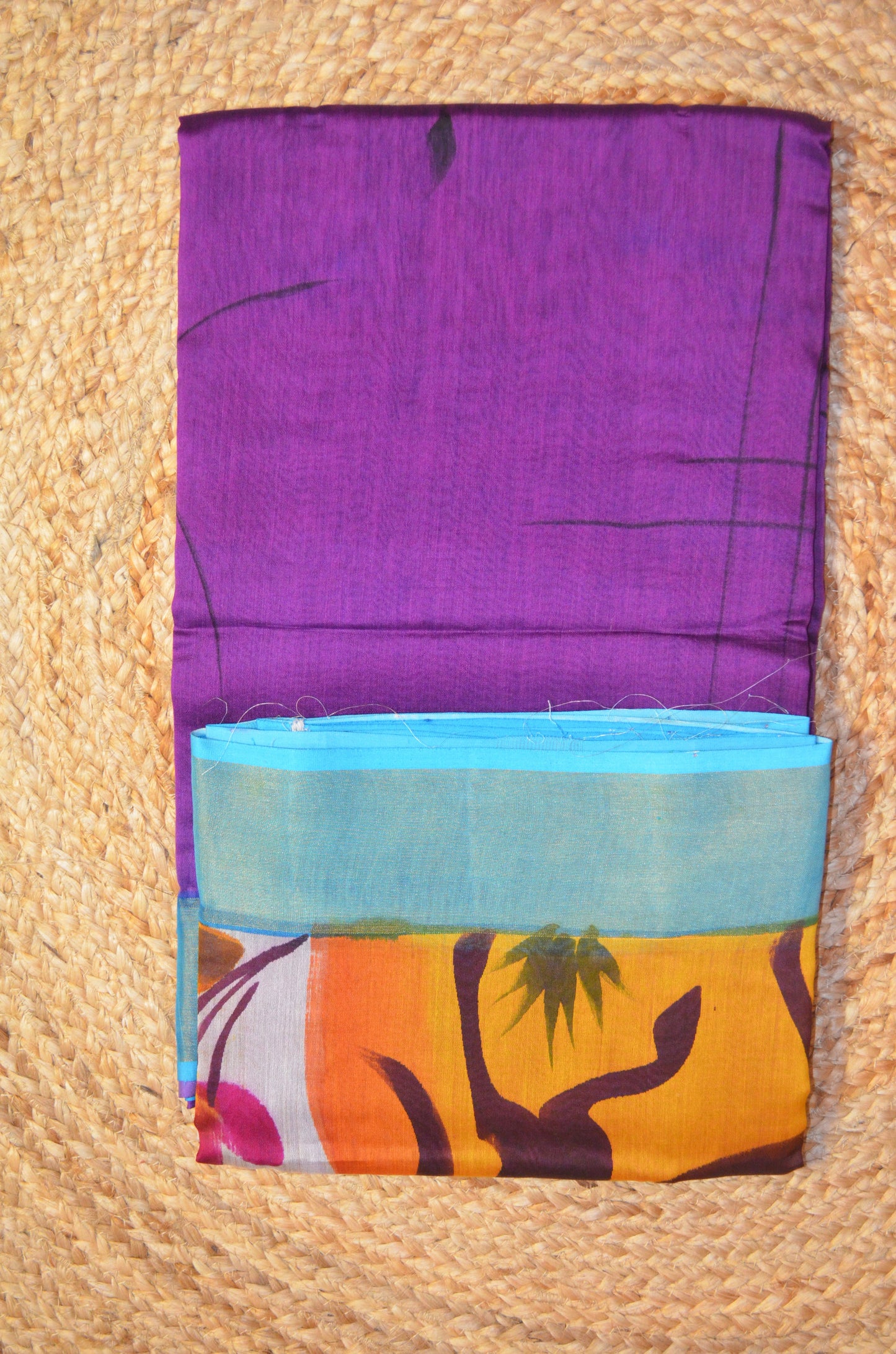 Purple Hand Painted Chanderi Handloom Saree