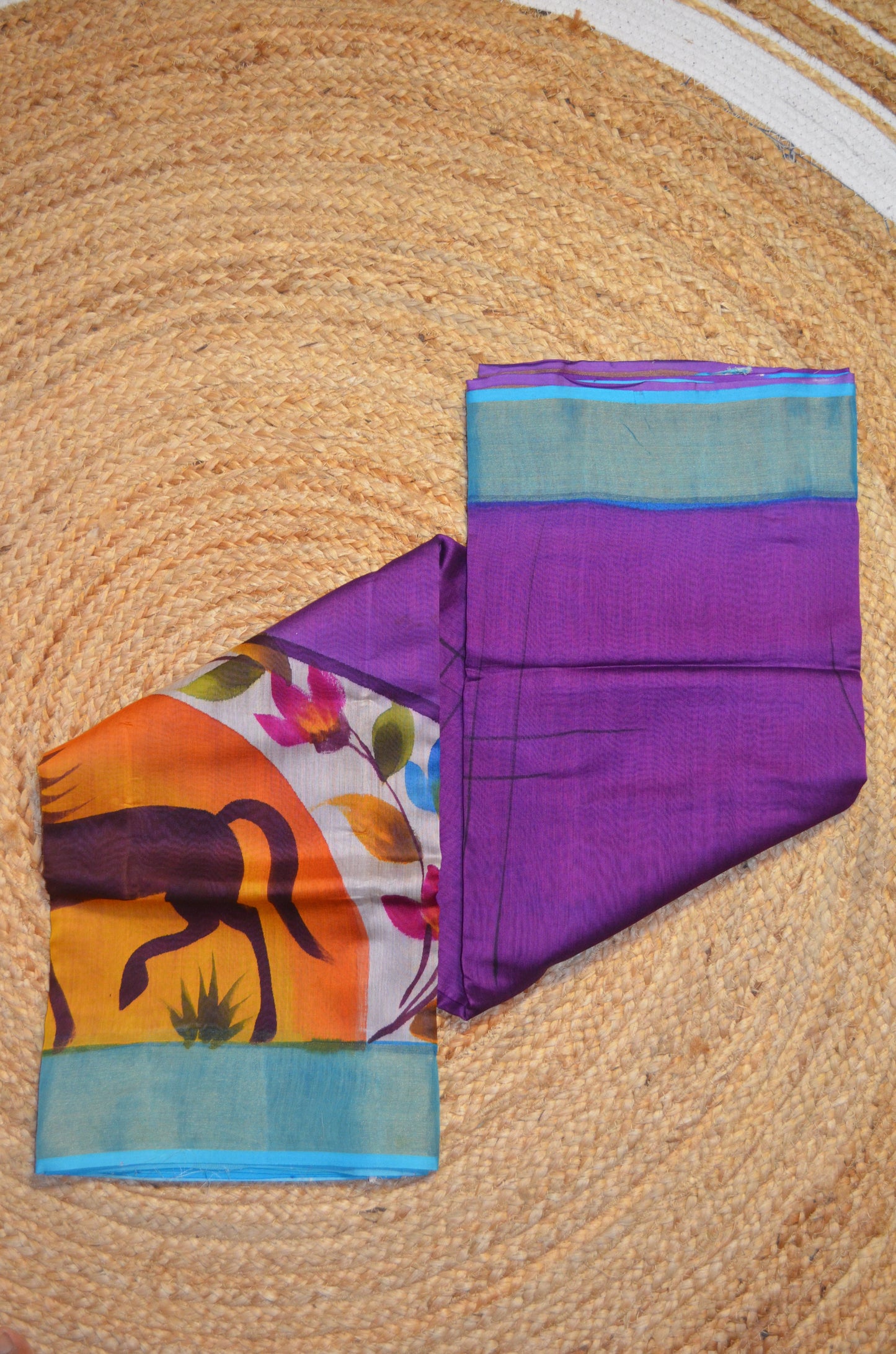 Purple Hand Painted Chanderi Handloom Saree
