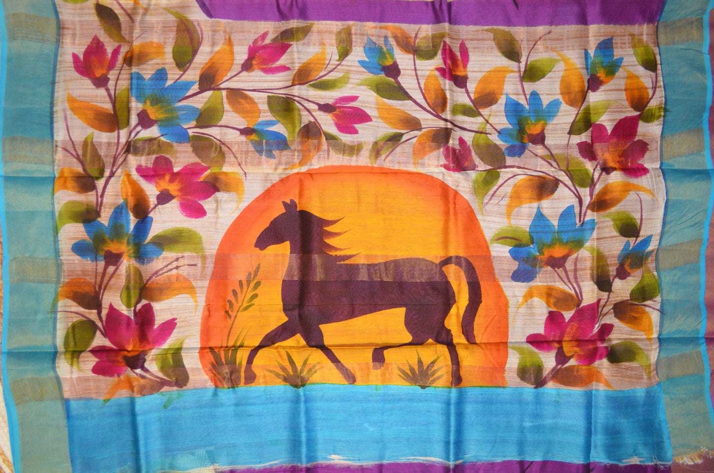 Purple Hand Painted Chanderi Handloom Saree