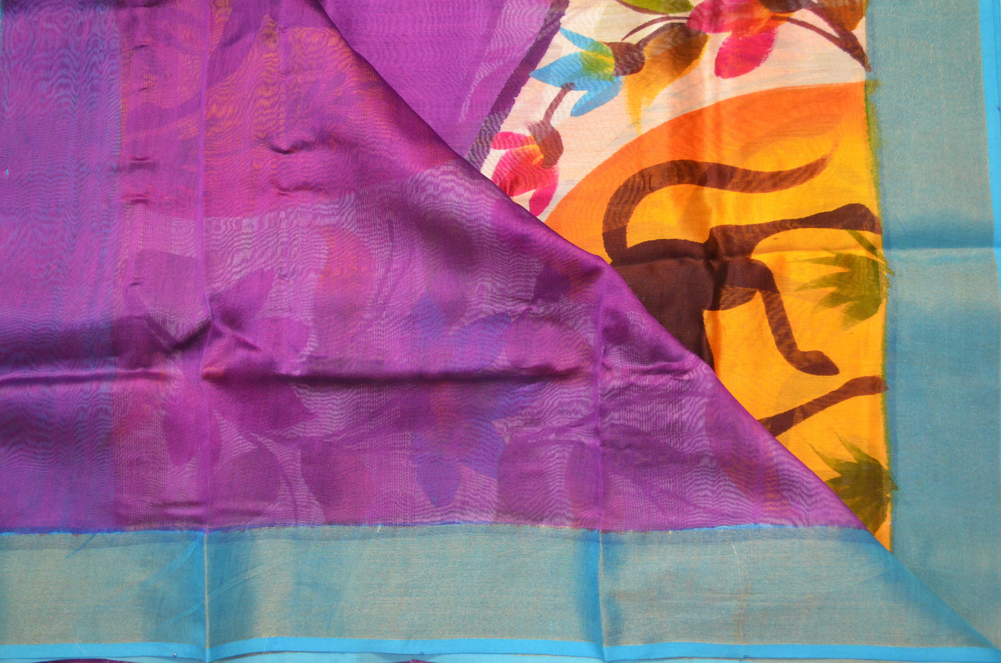 Purple Hand Painted Chanderi Handloom Saree