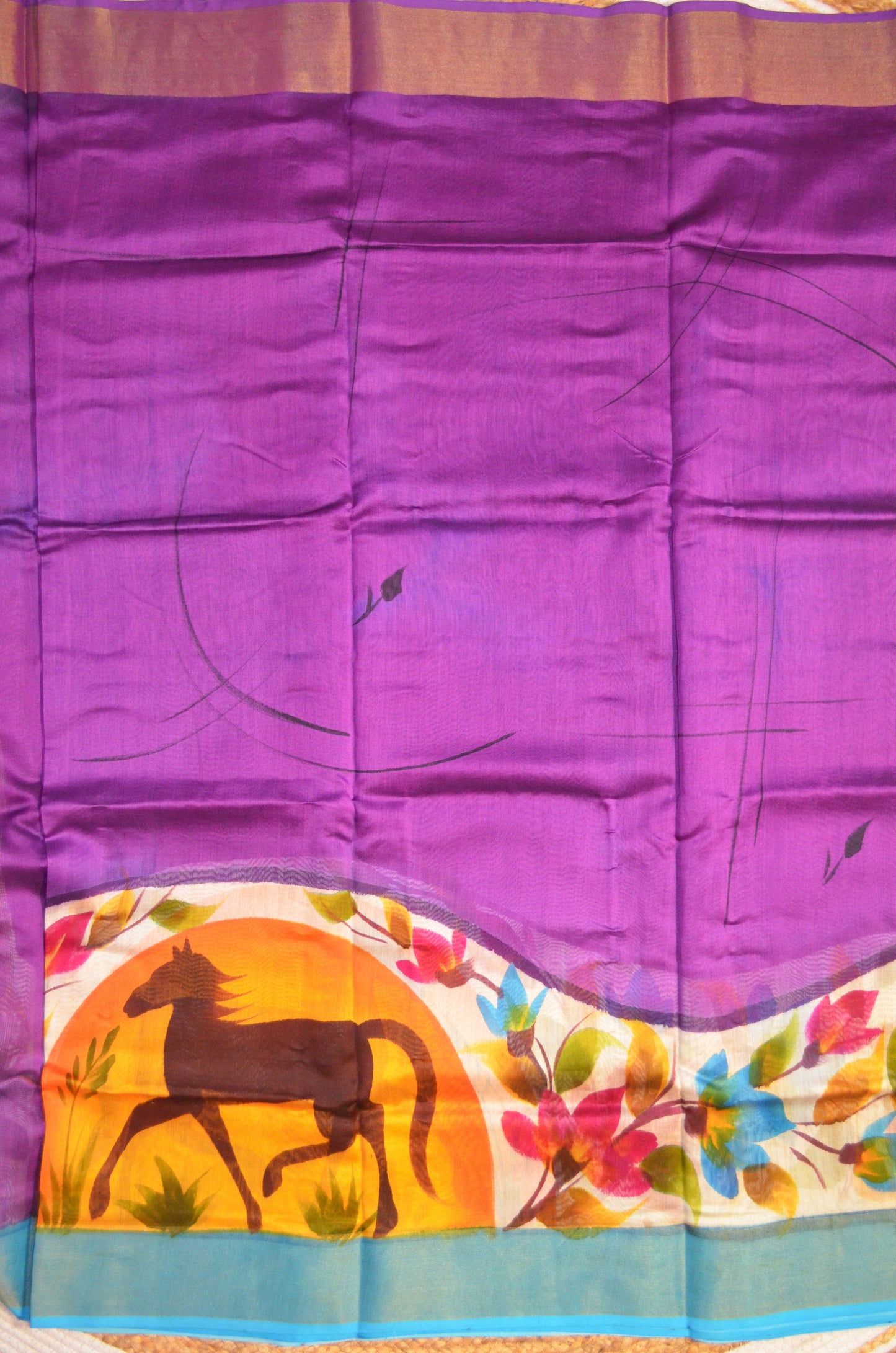 Purple Hand Painted Chanderi Handloom Saree