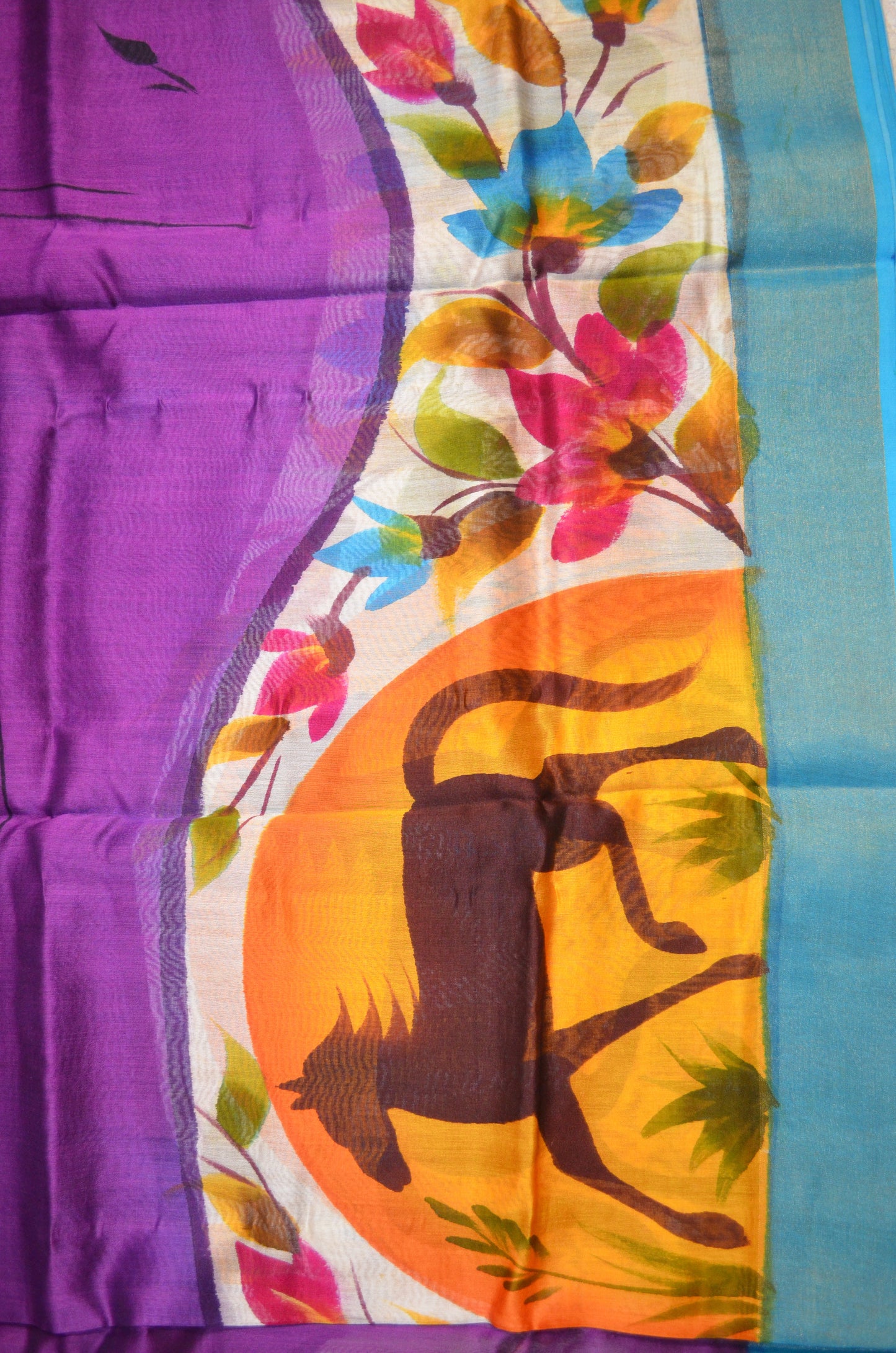 Purple Hand Painted Chanderi Handloom Saree