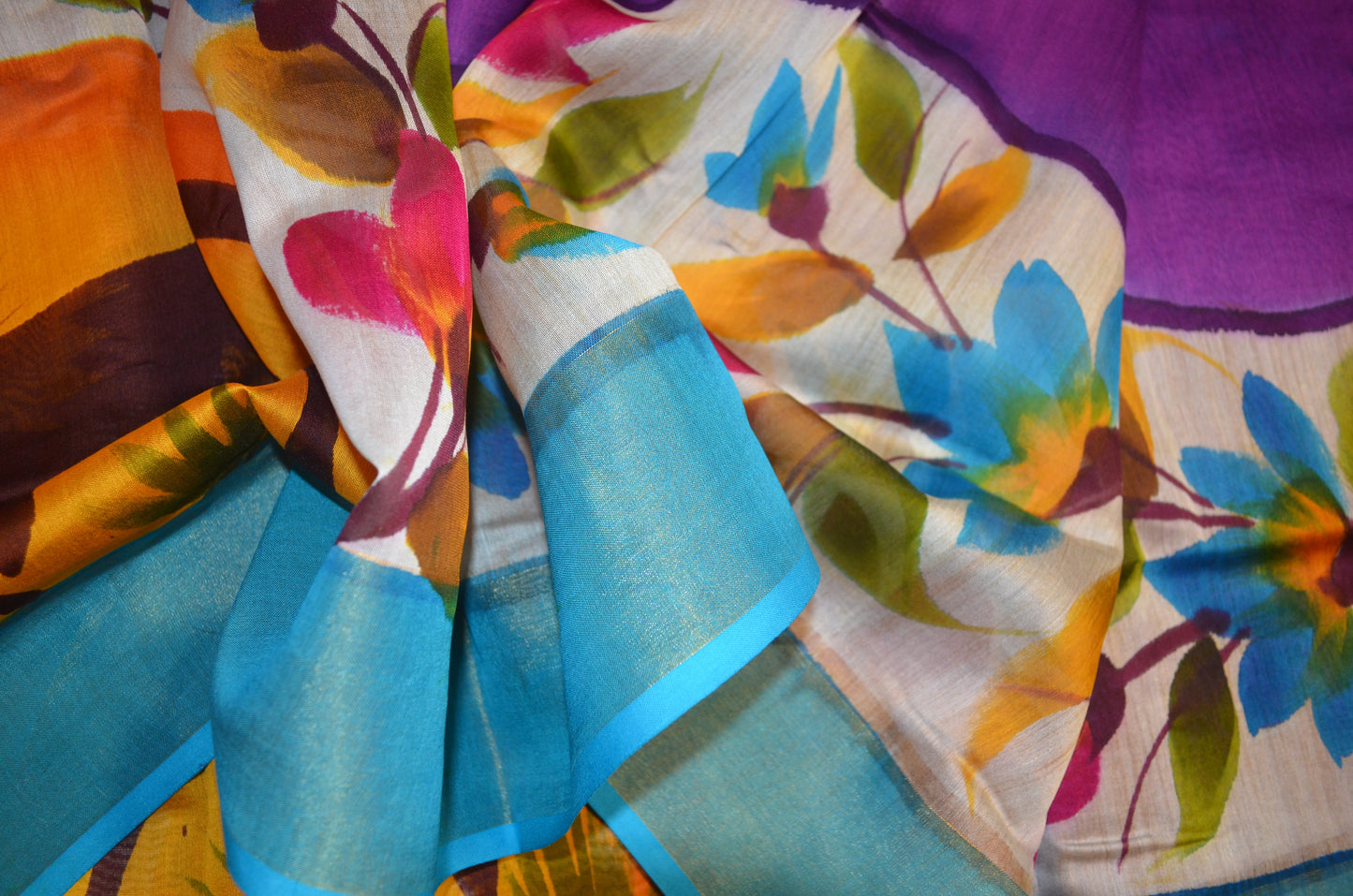 Purple Hand Painted Chanderi Handloom Saree