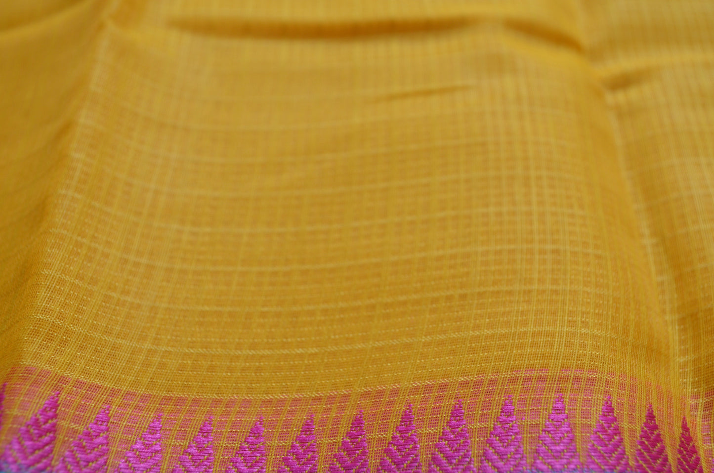 Yellow Magenta and Blue Kota Gadwal Cotton Silk Handloom Saree
