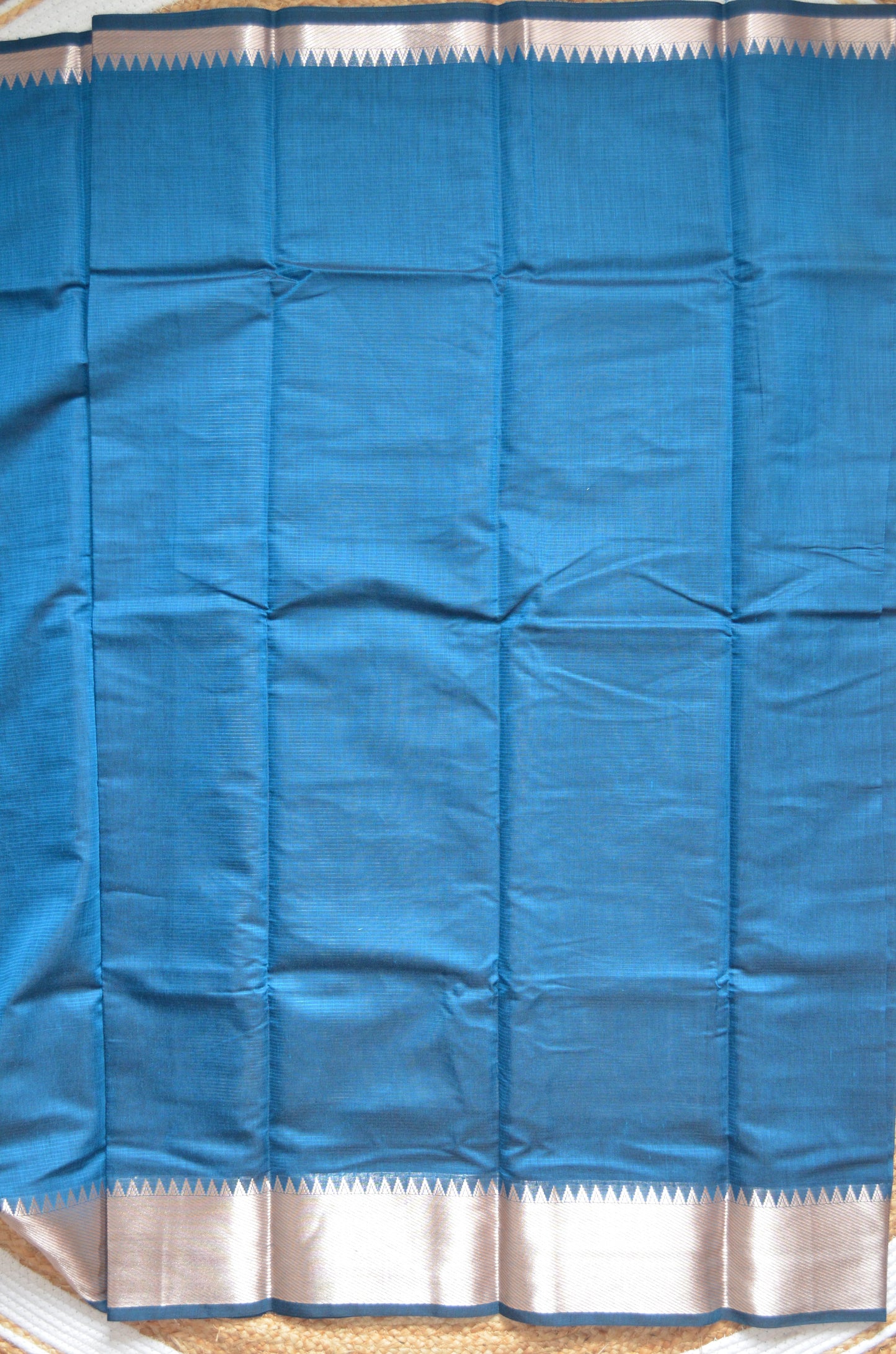 Cyan Mangalagiri Cotton Silk Handloom Saree