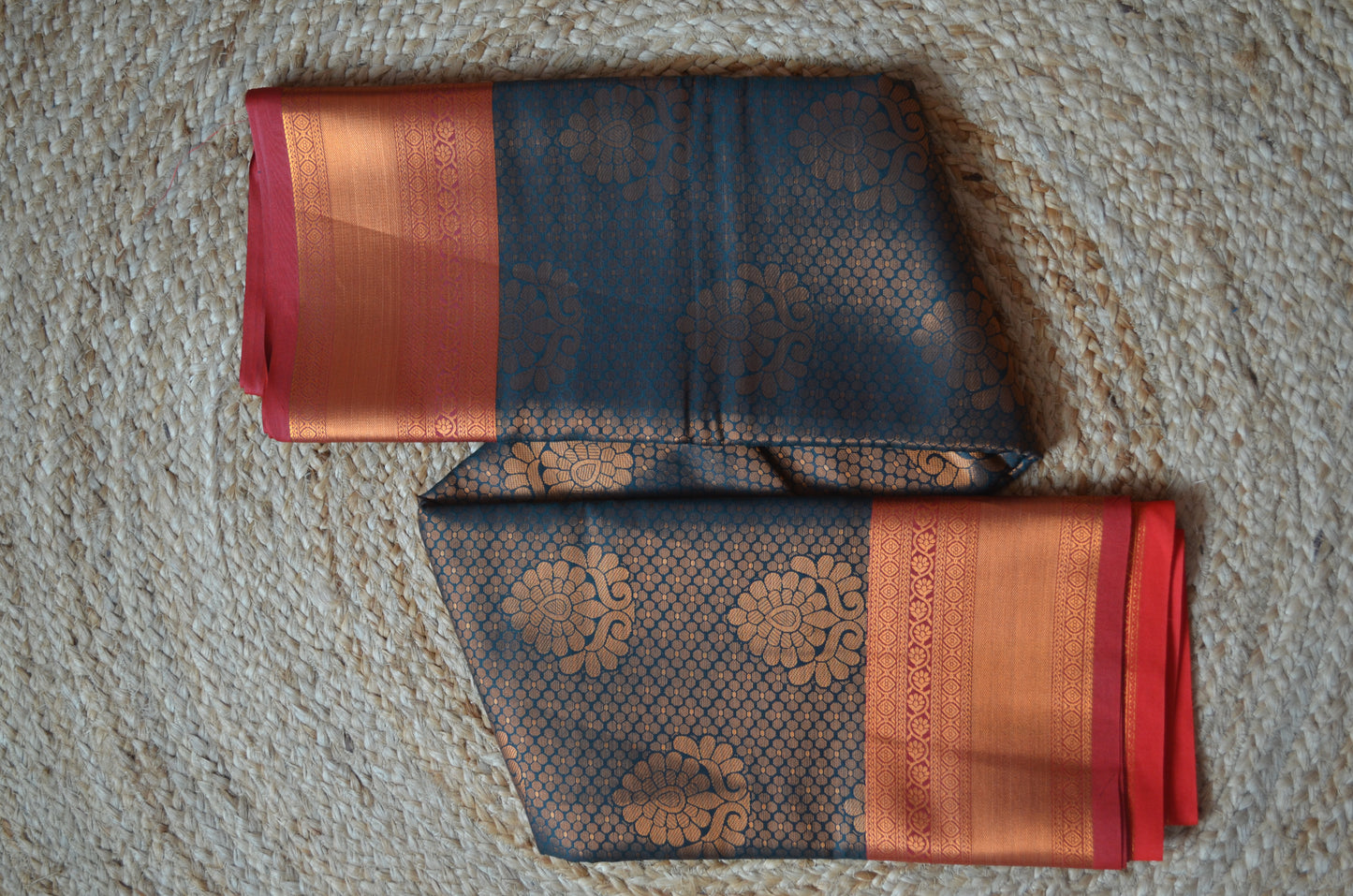 Jungle Green Jacquard Kanjivaram Silk Saree