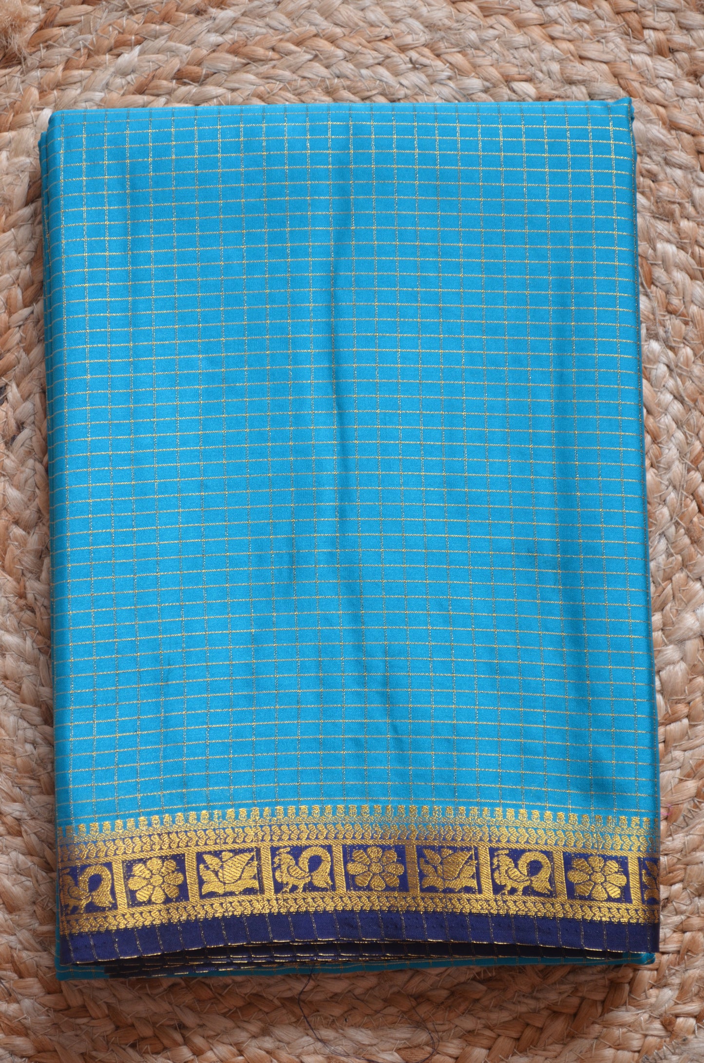 Teal Mysore Crepe Silk Saree