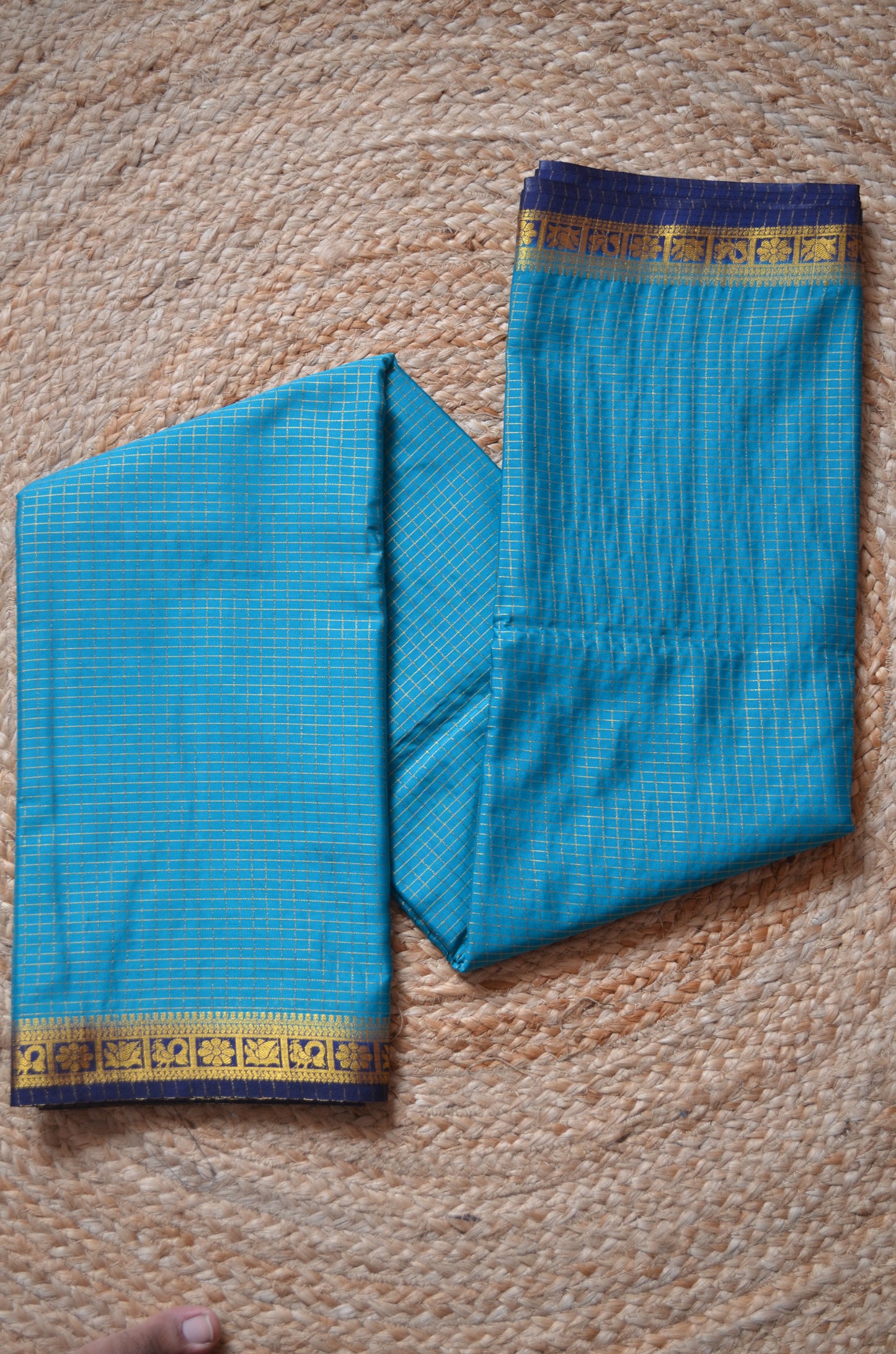Teal Mysore Crepe Silk Saree