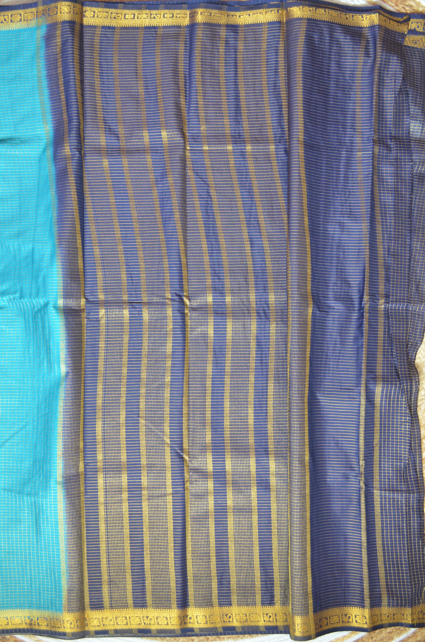Teal Mysore Crepe Silk Saree