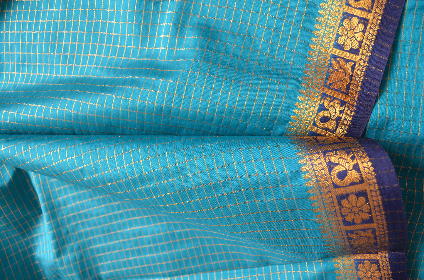 Teal Mysore Crepe Silk Saree