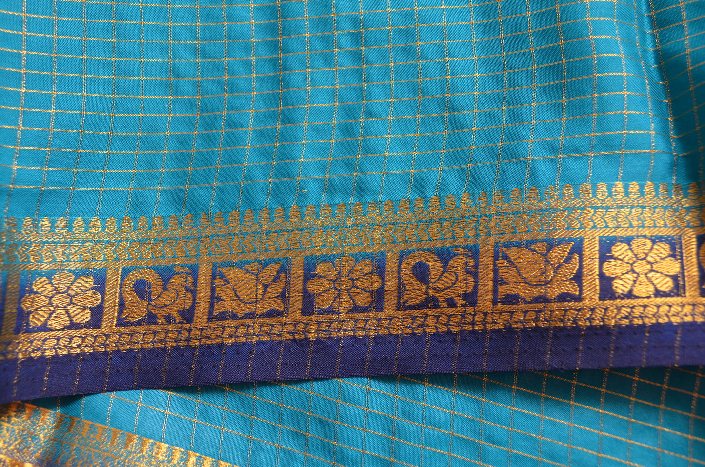 Teal Mysore Crepe Silk Saree
