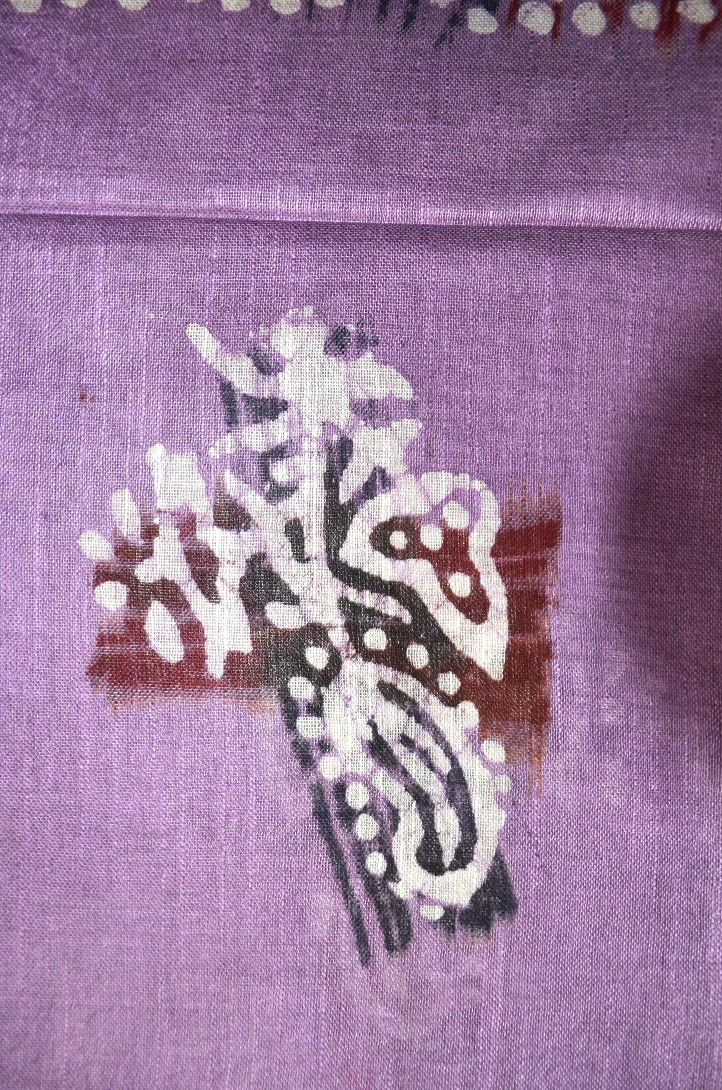 Lavender Block Print Linen Handloom Saree