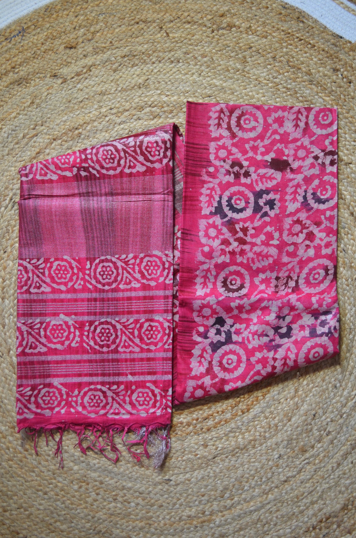Rani Block Print Linen Handloom Saree